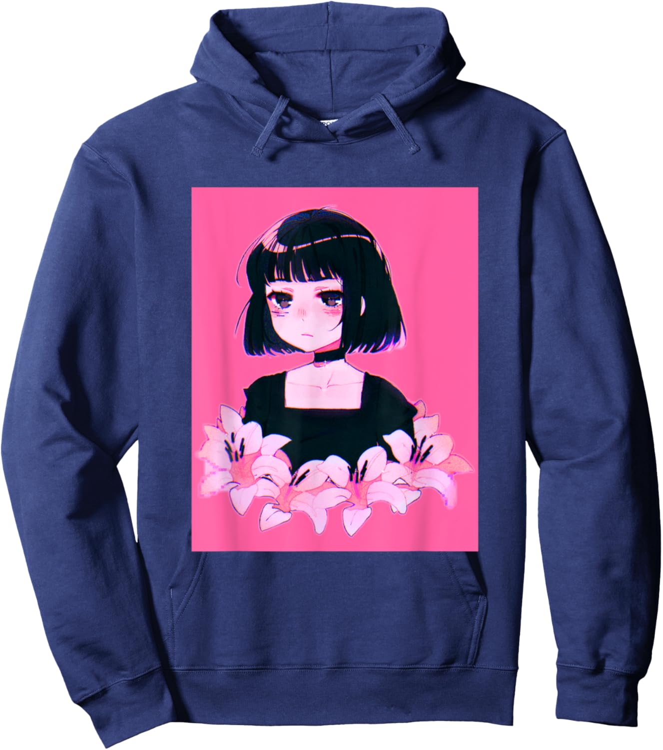 Anime Girl Japanese Aesthetic anime Otaku Hoodie - Hoodie | Navy