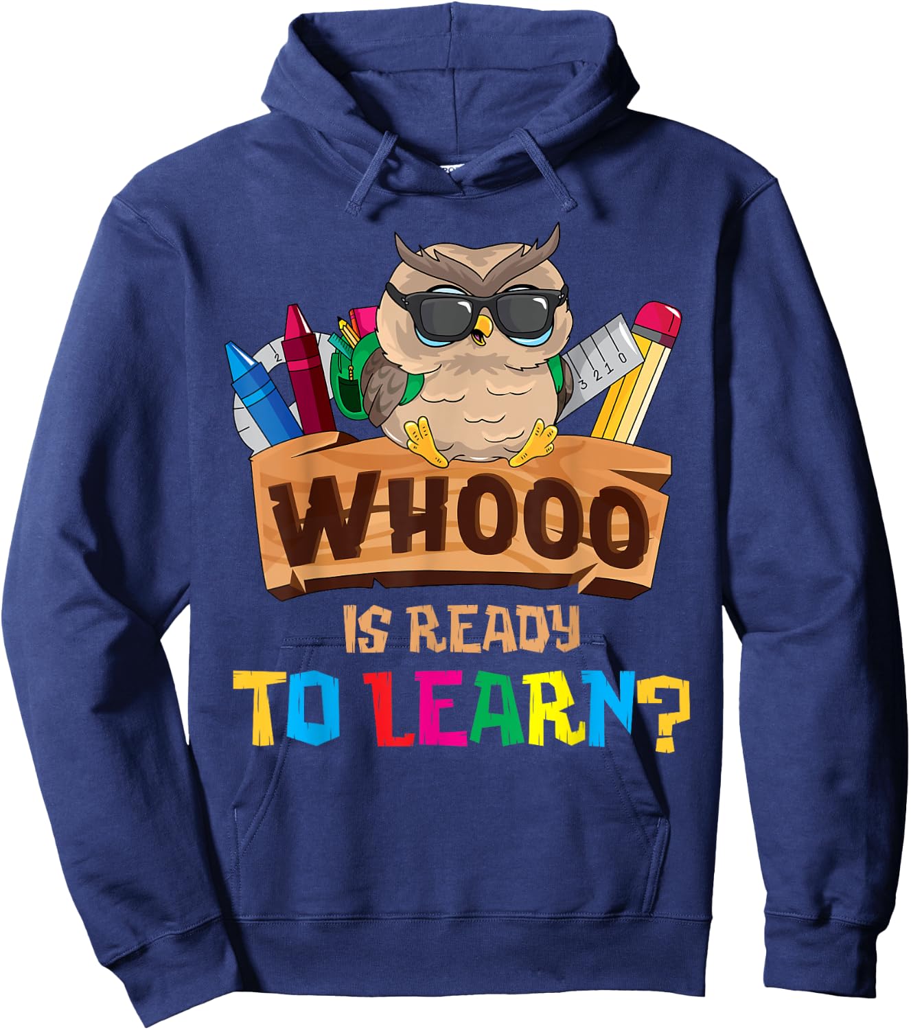 Whooo Is Ready To Learn Owl Back To School Teacher First Day Men Women Girls Kids Hoodie - Hoodie | Navy