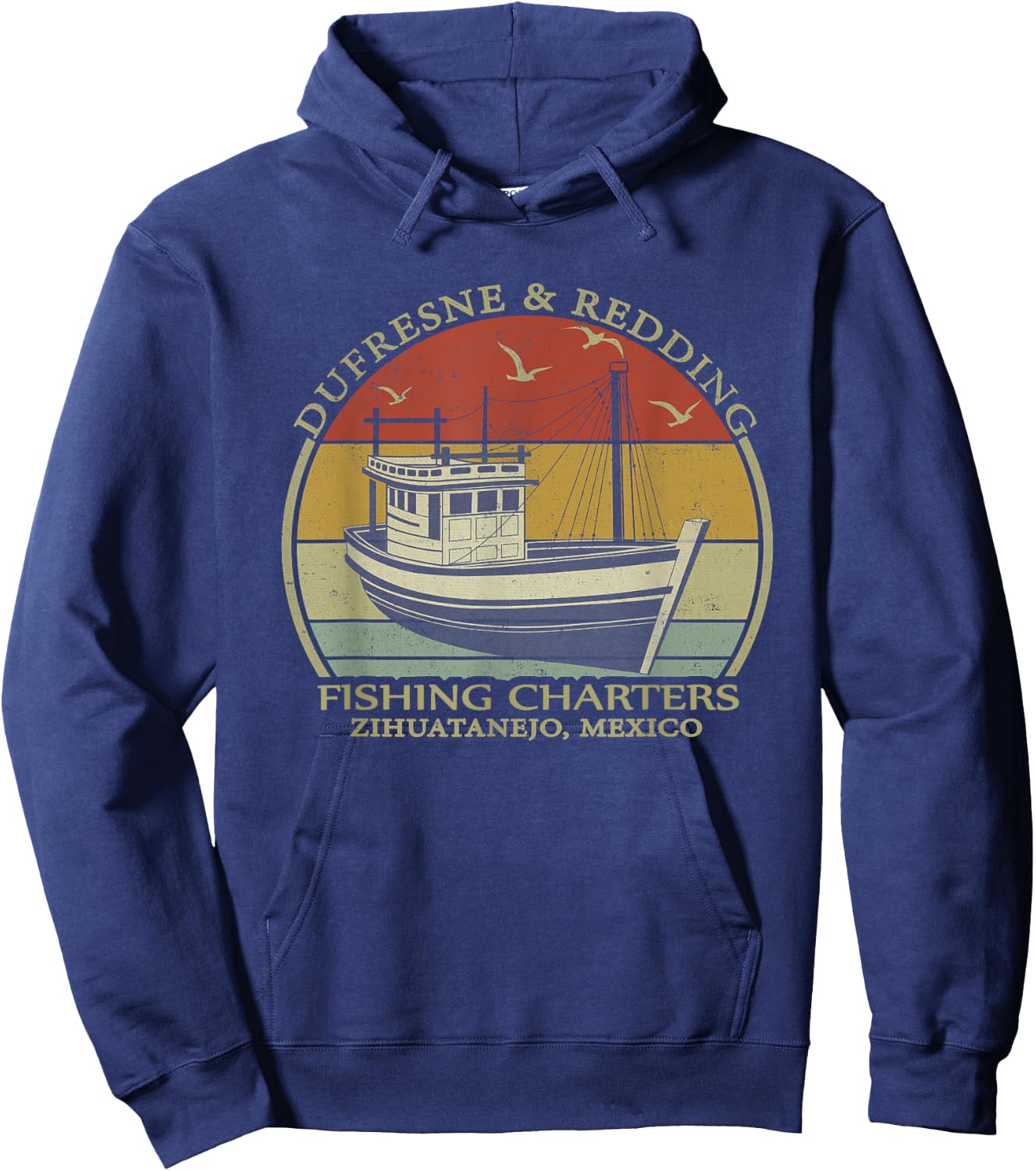 Dufresne And Redding Fishing Charters - Vintage fishing Boat Hoodie - Hoodie | Navy