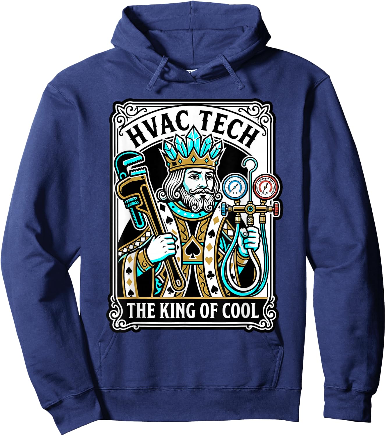HVAC Tech King of Cool Funny AC Refrigeration Mechanic Hoodie - Hoodie | Navy