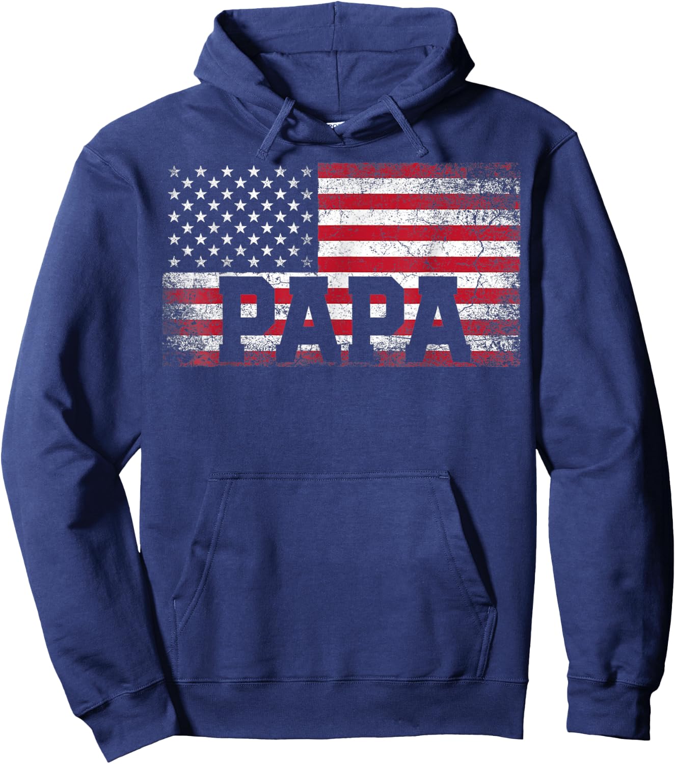 Papa American Flag Father's Day 4th of July Grandpa Hoodie - Hoodie | Navy