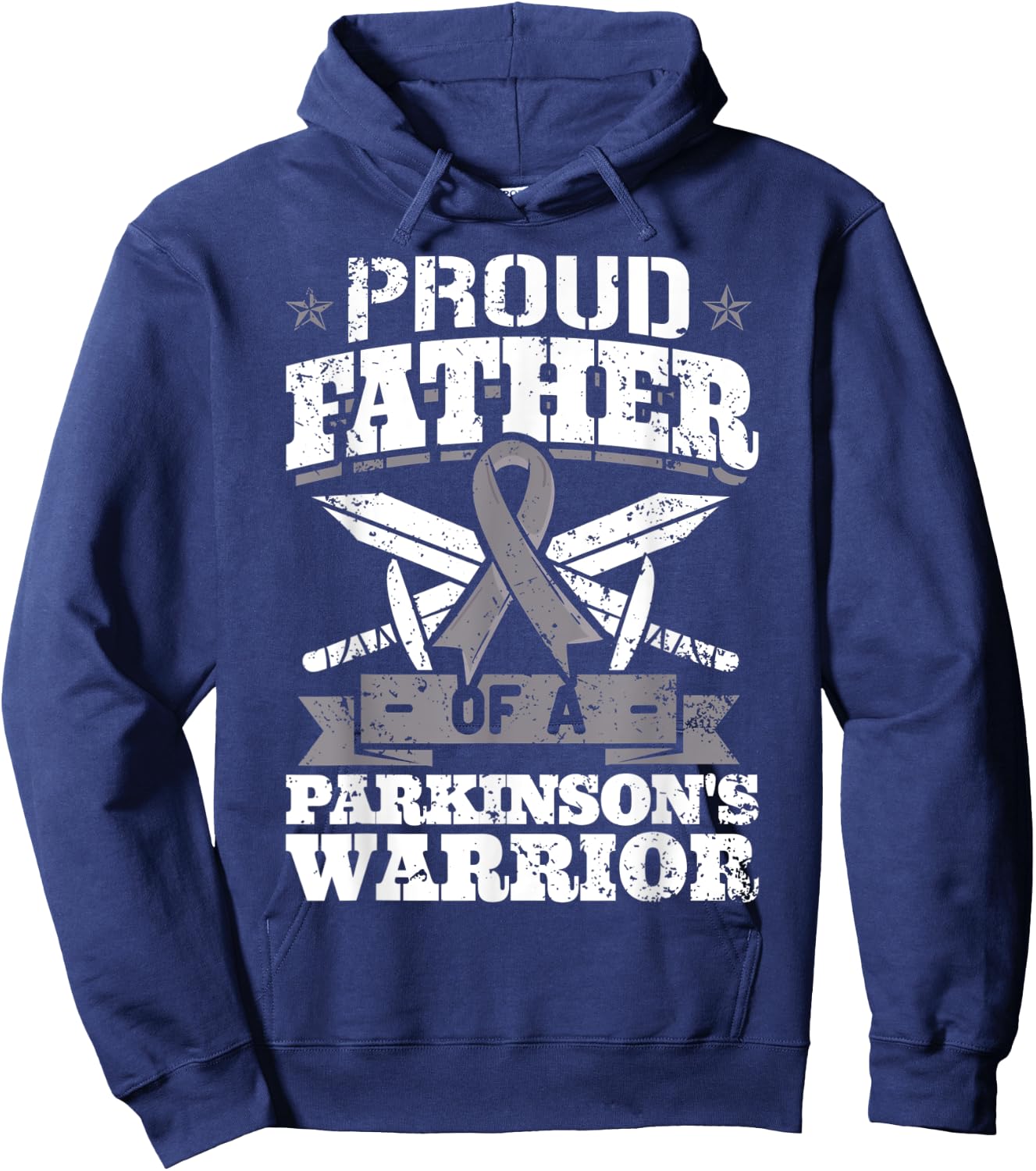 Proud Father Of A Parkinson's Warrior PD Awareness Ribbon Hoodie - Hoodie | Navy