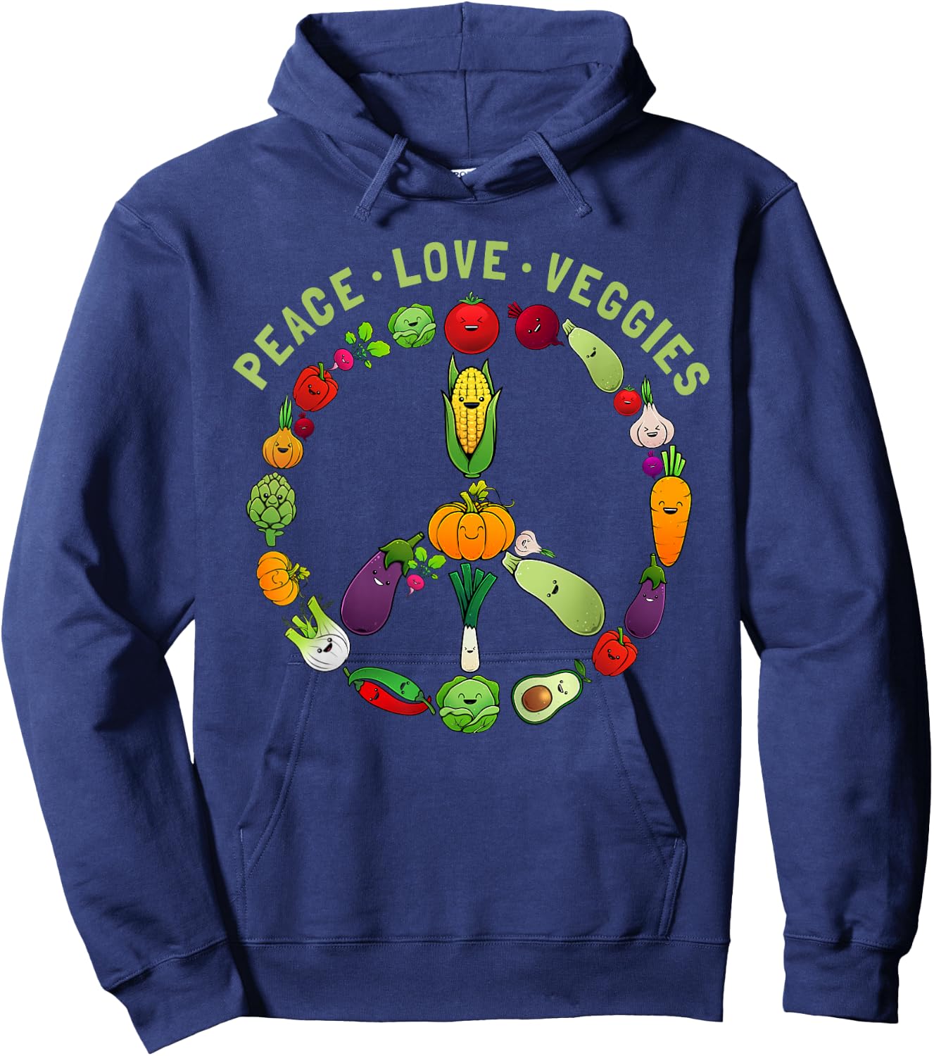Funny Veggie Art Men Vegan Food Vegetables Themed Hoodie - Hoodie | Navy