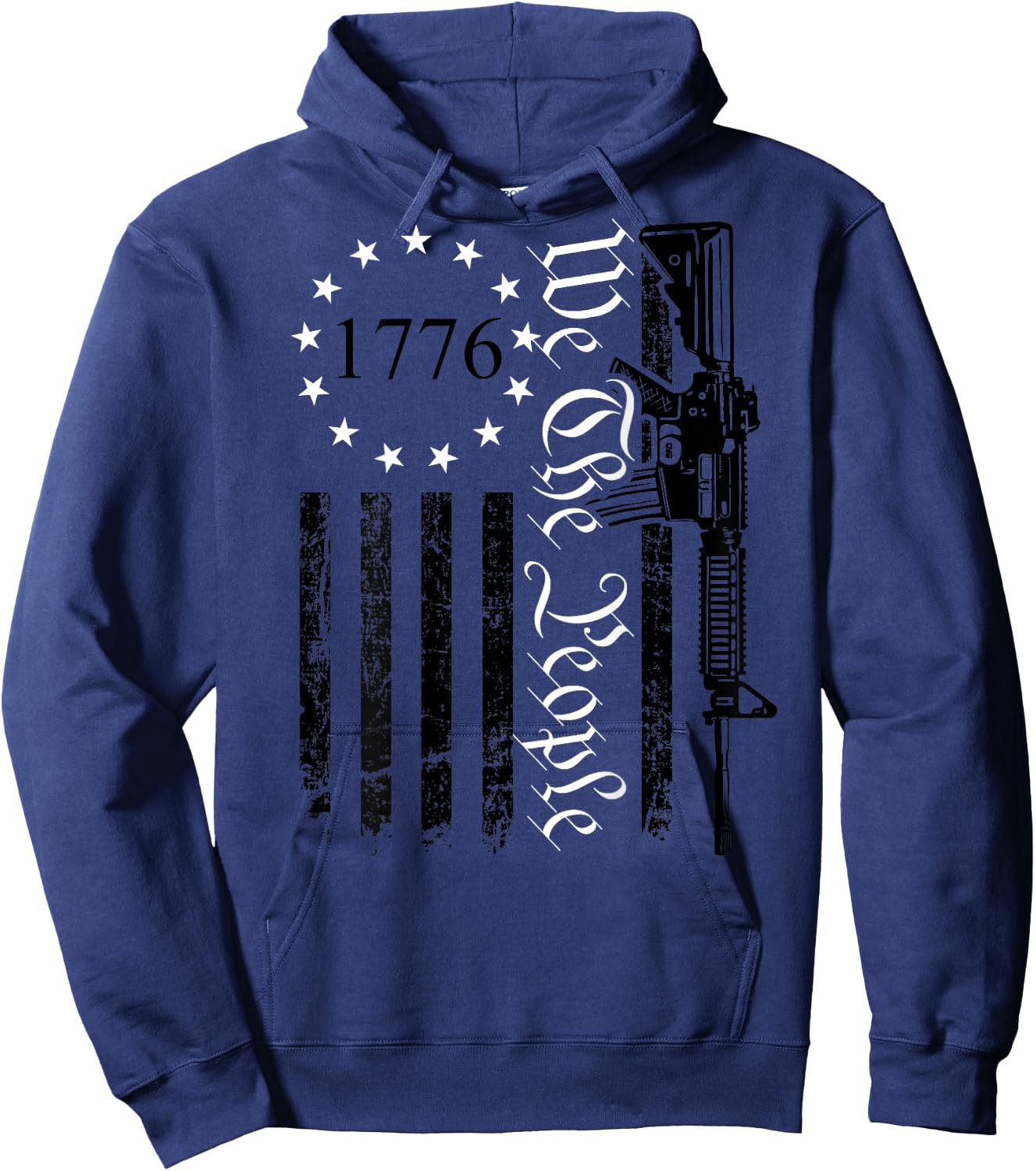 We The People - Gun Rights AR15 Pro Guns USA Flag (ON BACK) Men Hoodie - Hoodie | Navy