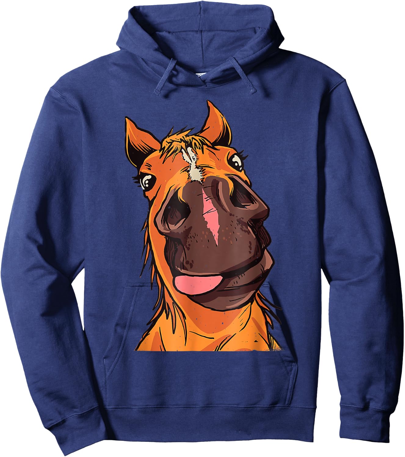 Funny Horse Face Close Up Rider Horse Riding Hoodie - Hoodie | Navy