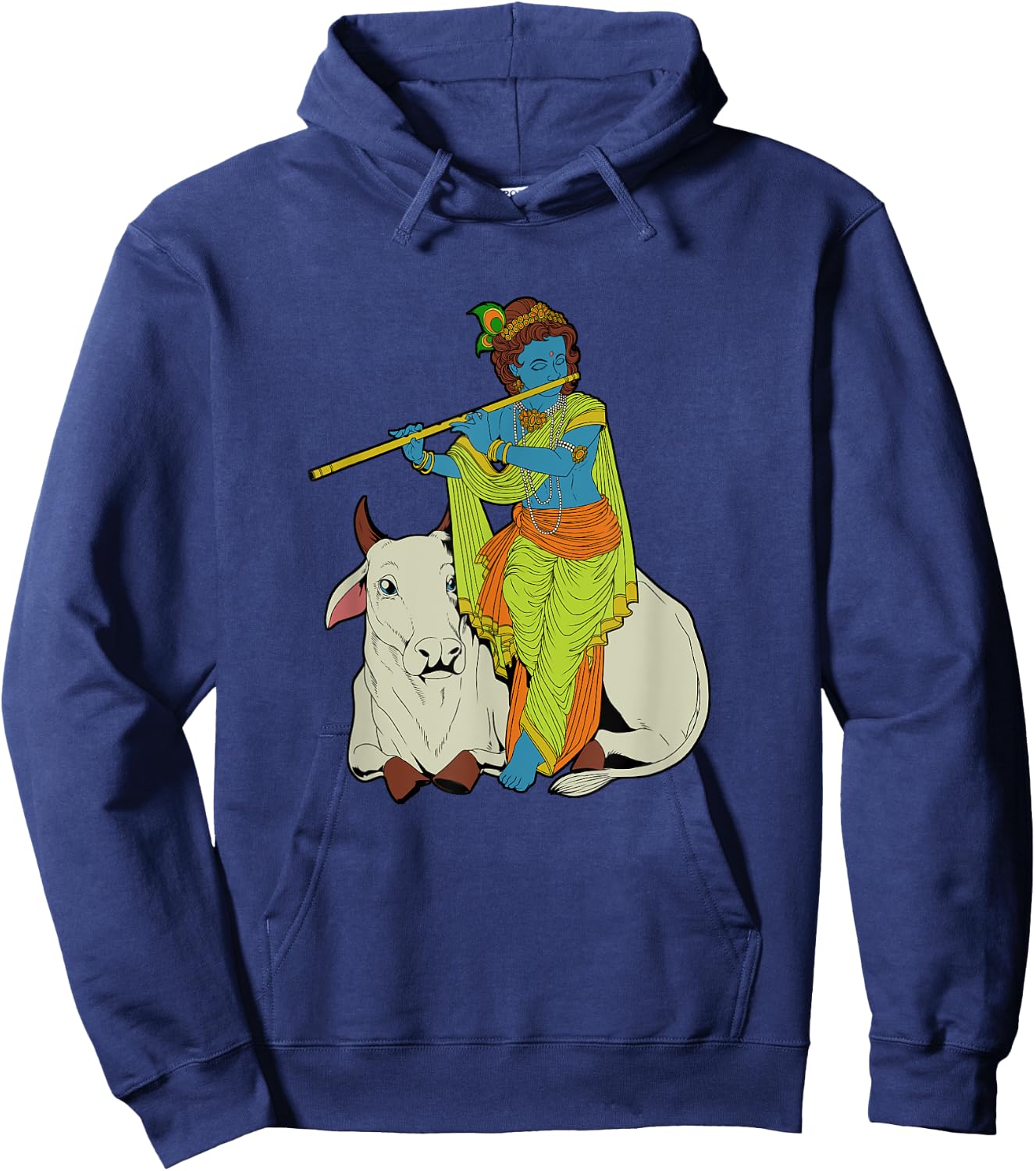 Hindu god - the blue flute player Krishna Hoodie - Hoodie | Navy