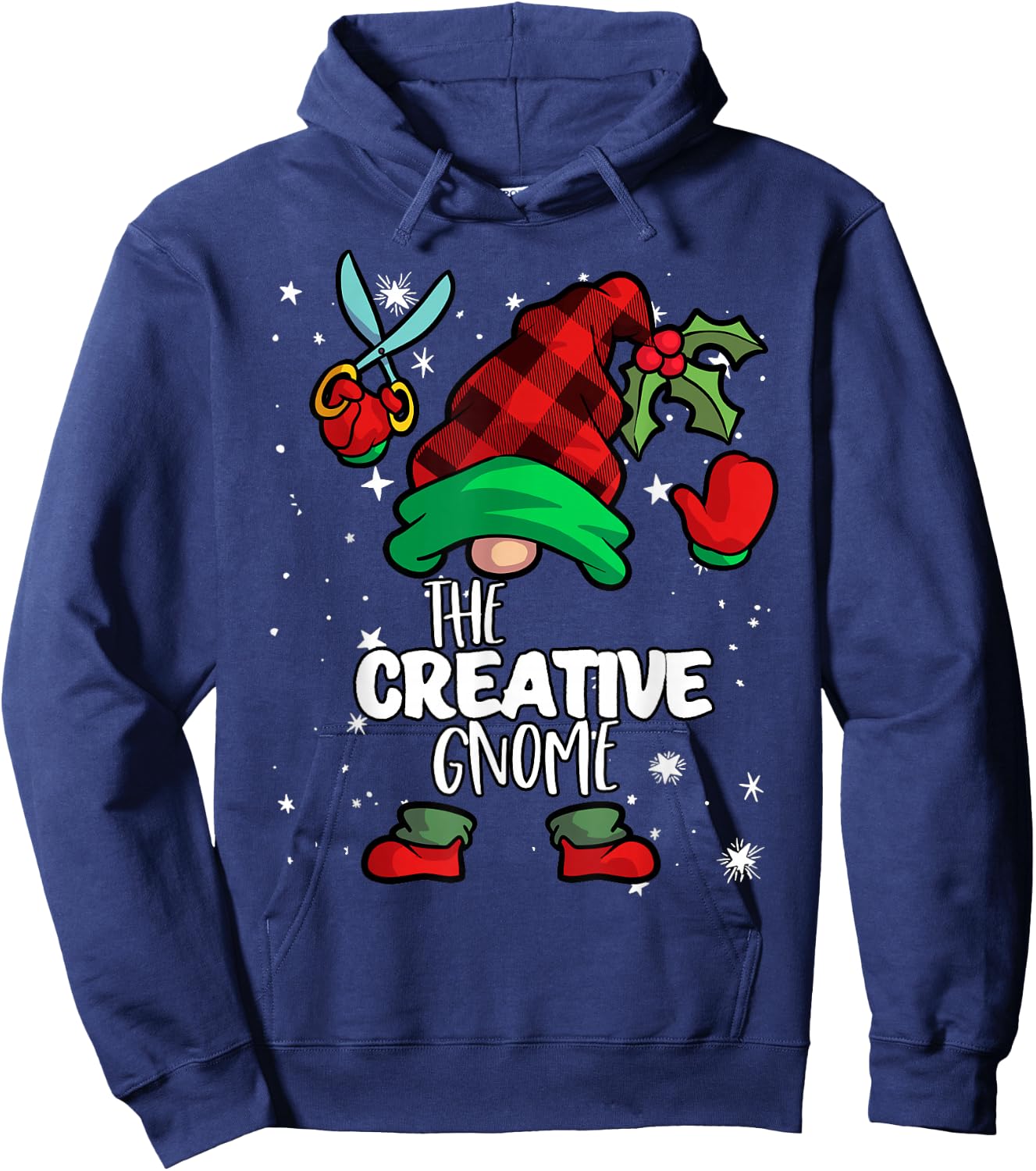 Creative Gnome Red Buffalo Plaid Matching Family Christmas Hoodie - Hoodie | Navy