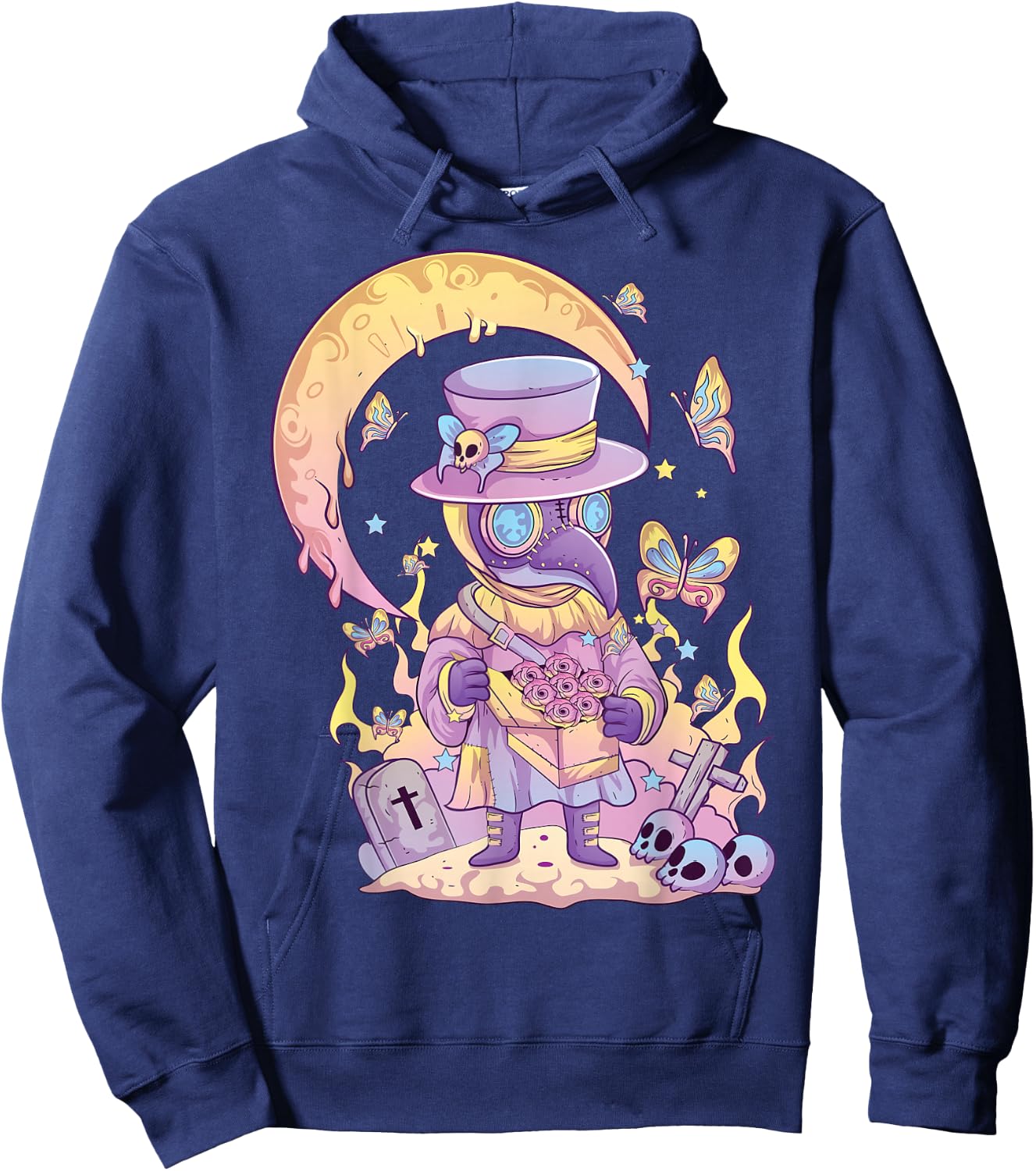 Pastel Goth Cute Creepy Plague Doctor Kawaii Menhera Wiccan Small Hoodie - Hoodie | Navy