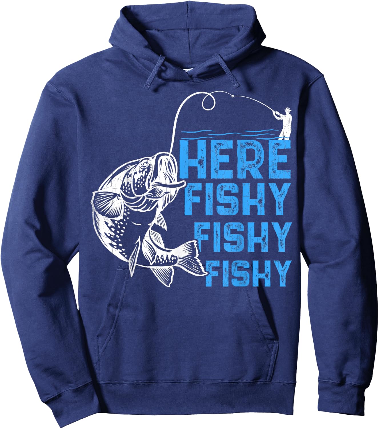 Here Fishy Funny Fishkeeping Aquarist Aquarium Graphic Hoodie - Hoodie | Navy