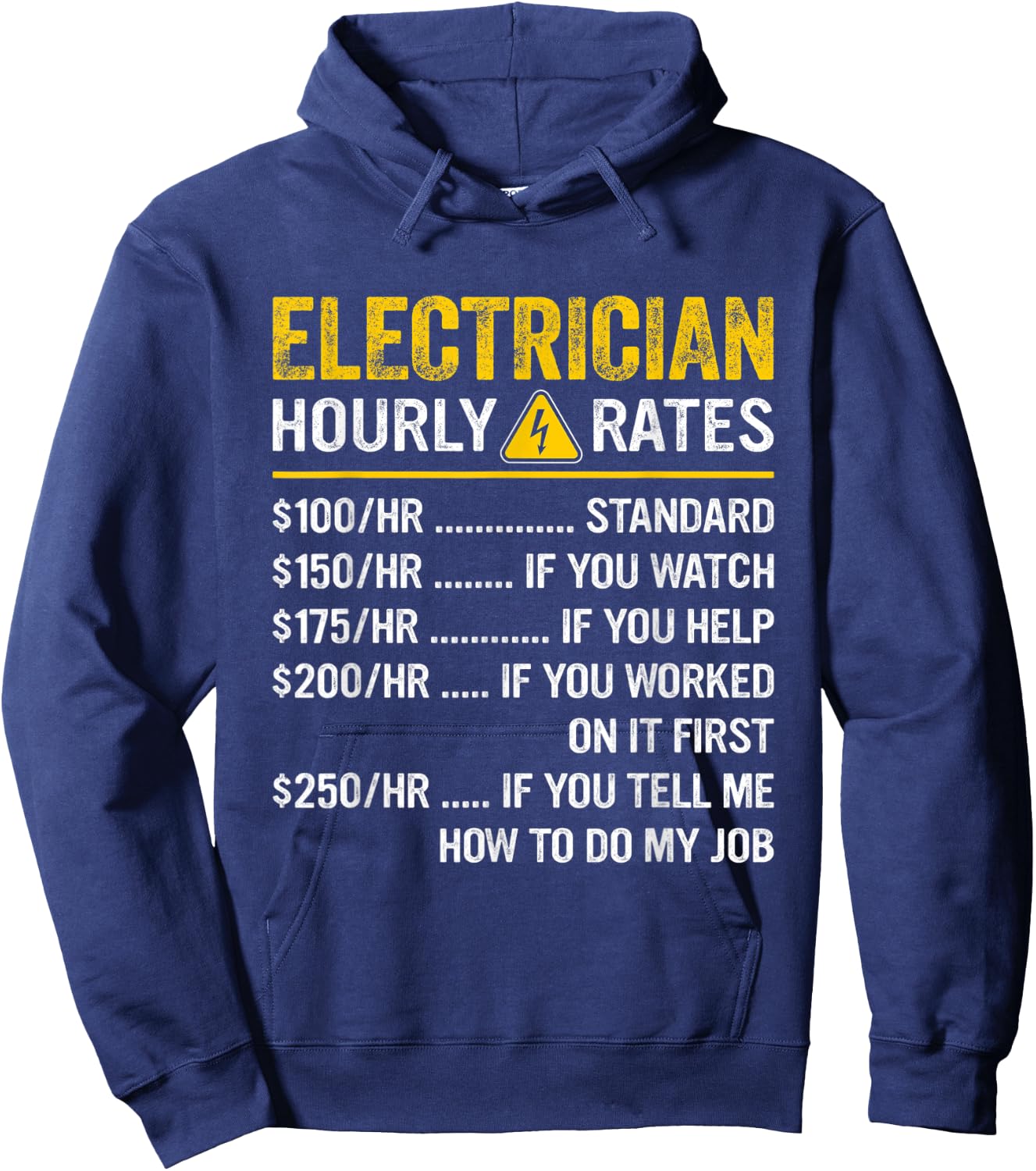 Funny Vintage Electricians Apparel Electrician Hourly Rates Hoodie - Hoodie | Navy