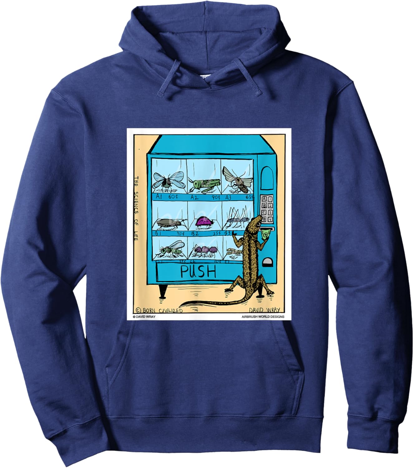 Lizard Using Insect Vending Machine Funny Reptile Gift Hoodie - Hoodie | Navy