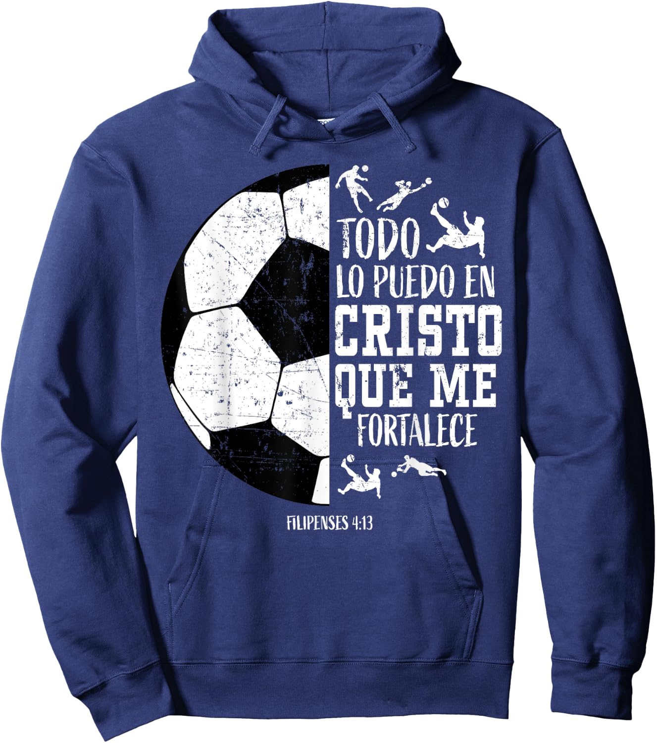 Español Spanish Christian Soccer Fútbol Filipenses 4:13 Men Hoodie - Hoodie | Navy