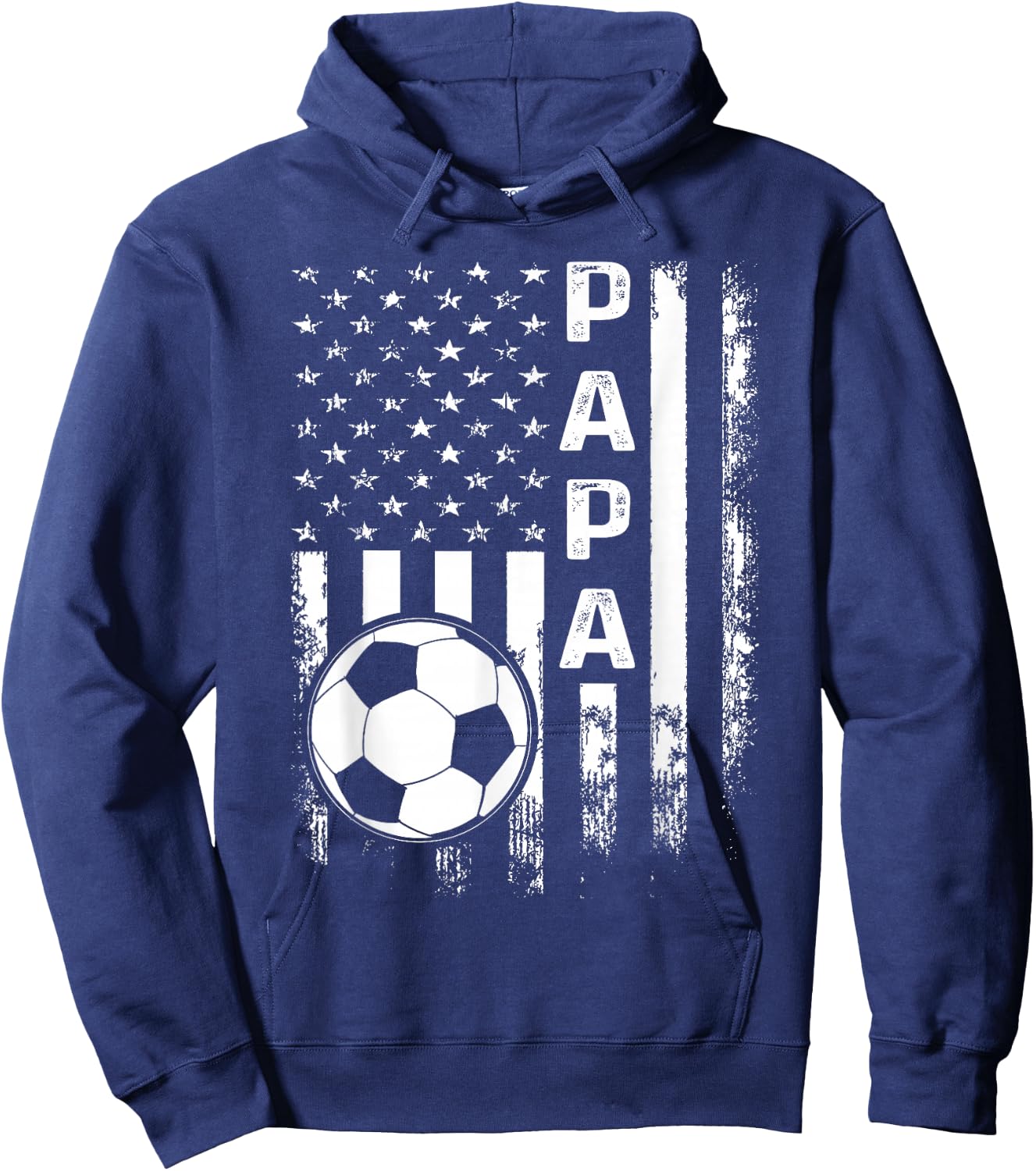 Soccer Papa American Flag Vintage Christmas Xmas Hoodie - Hoodie | Navy