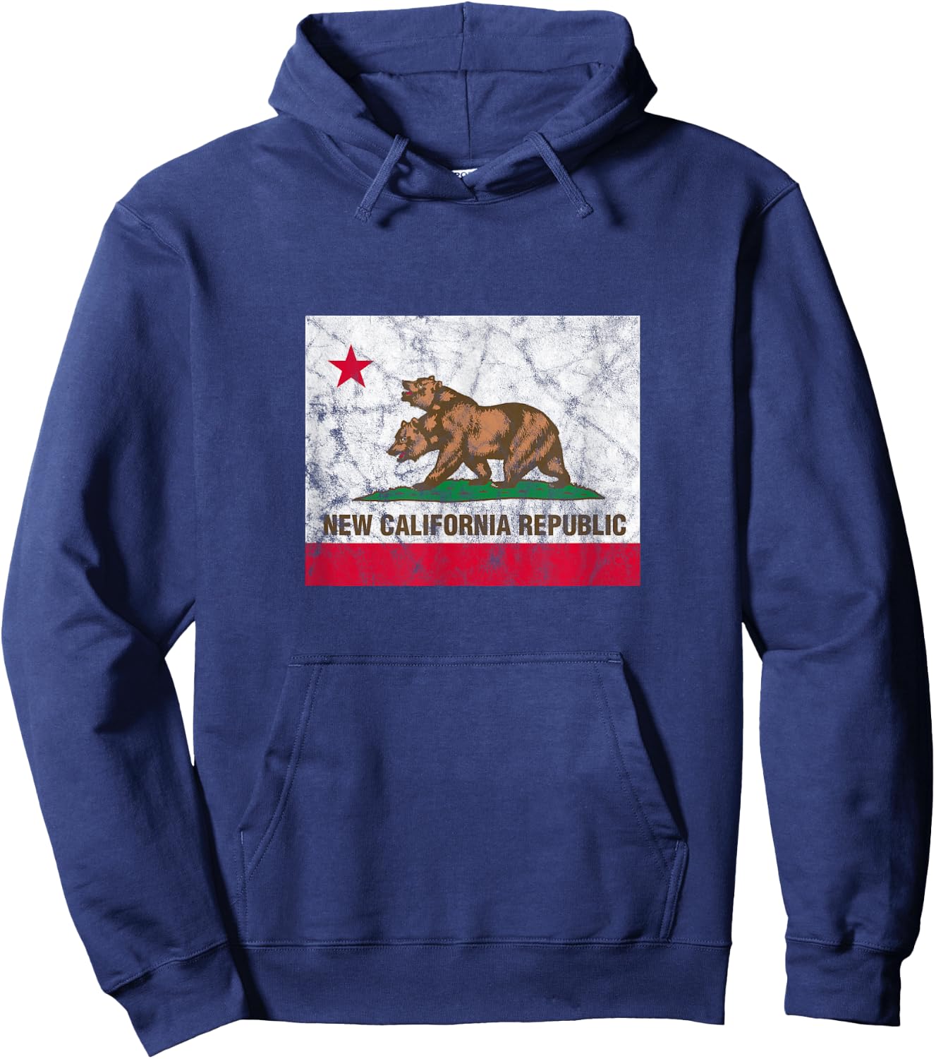 New California Republic NCR State Distressed Flag Hoodie - Hoodie | Navy