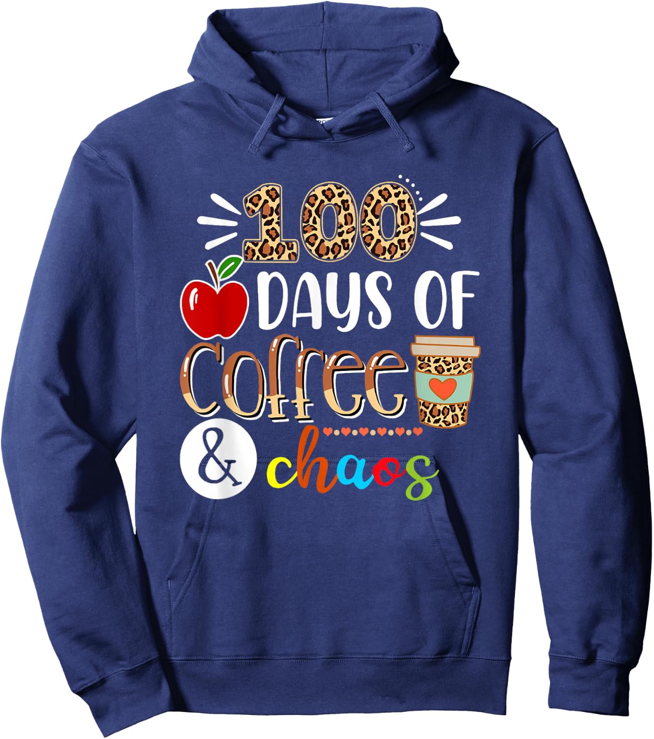100 Days of School Gifts for Teacher, Teacher 100 Days Hoodie - Hoodie | Navy