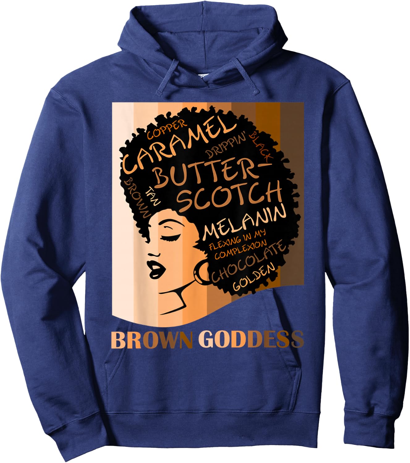 Brown Goddess Melanin Cute Women's Afro Black is Beautiful Small Hoodie - Hoodie | Navy