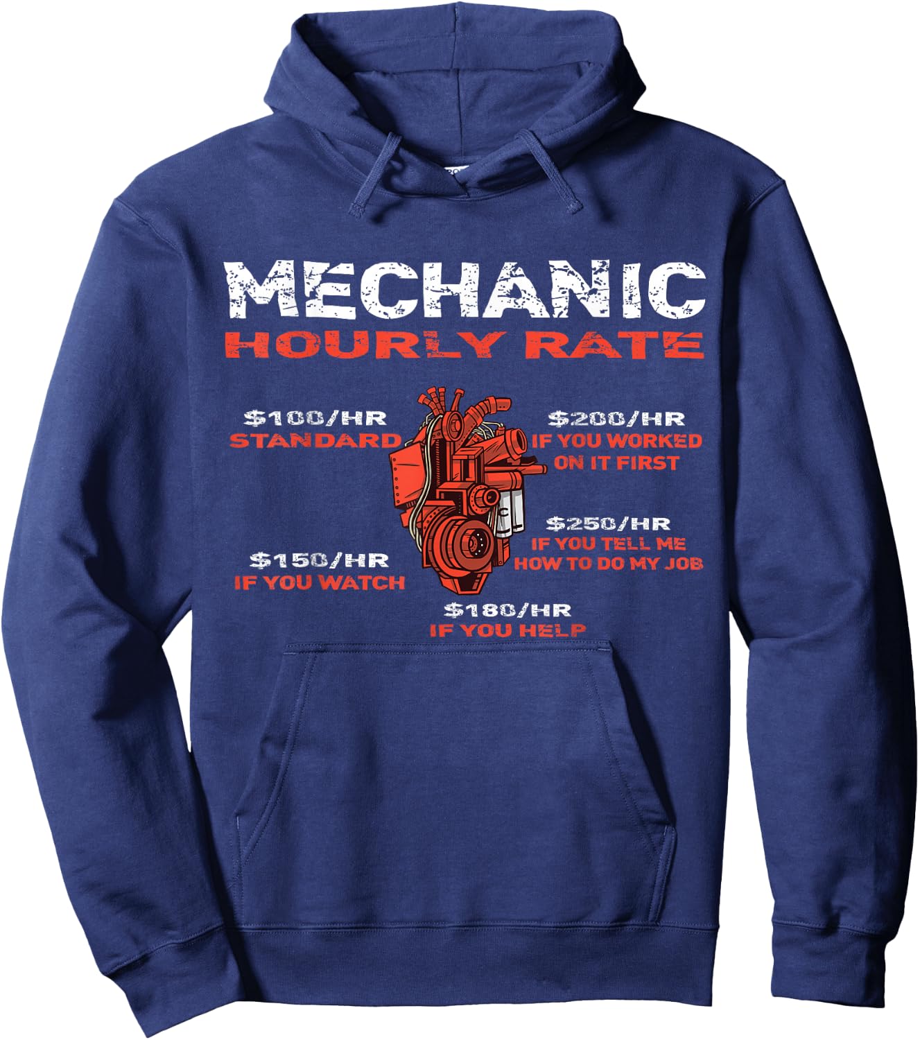 Funny Mechanic Hourly Rate Labor Rates Hoodie - Hoodie | Navy