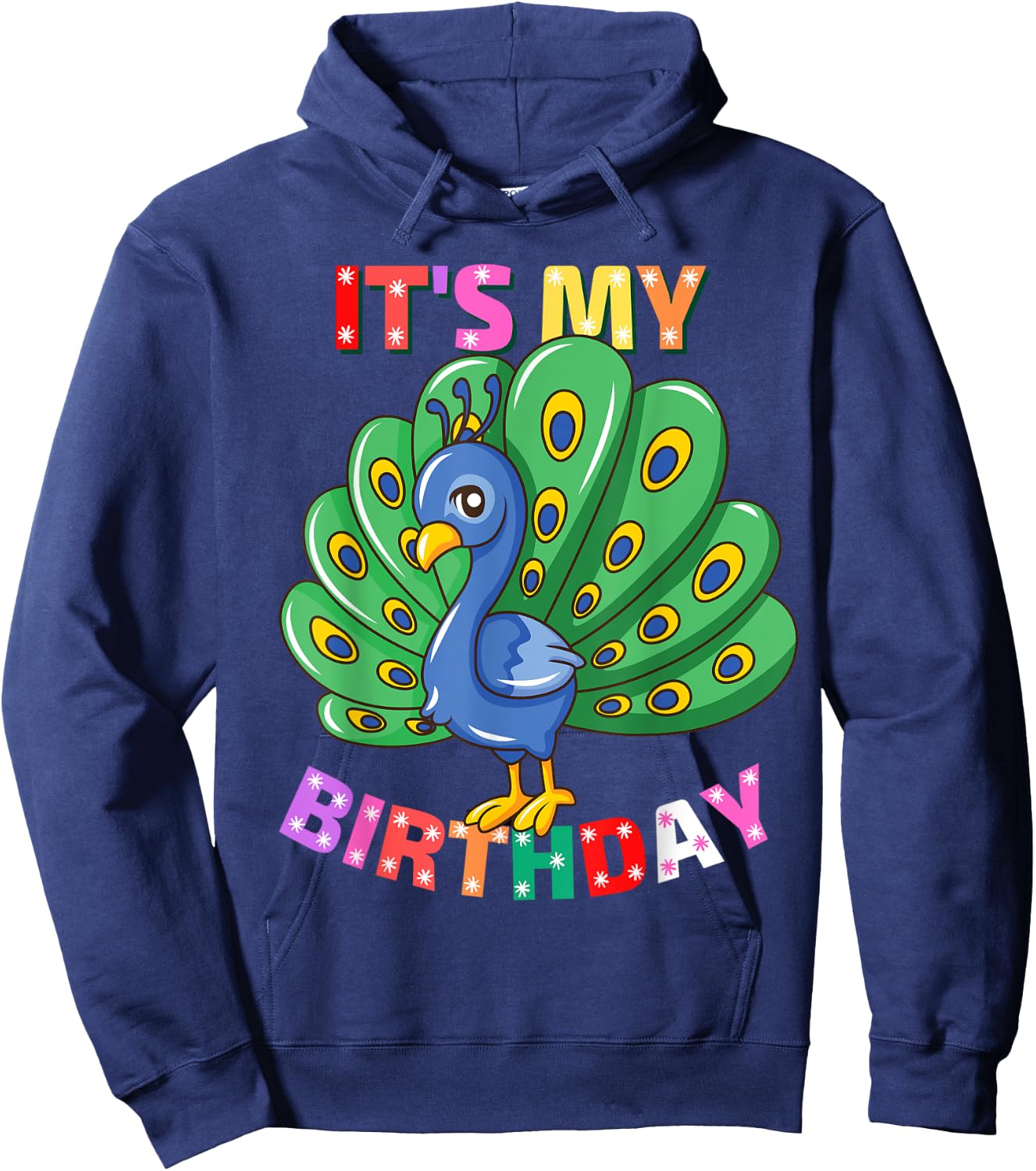 It's My Birthday Peacock Girls Birthday Peacock Hoodie - Hoodie | Navy