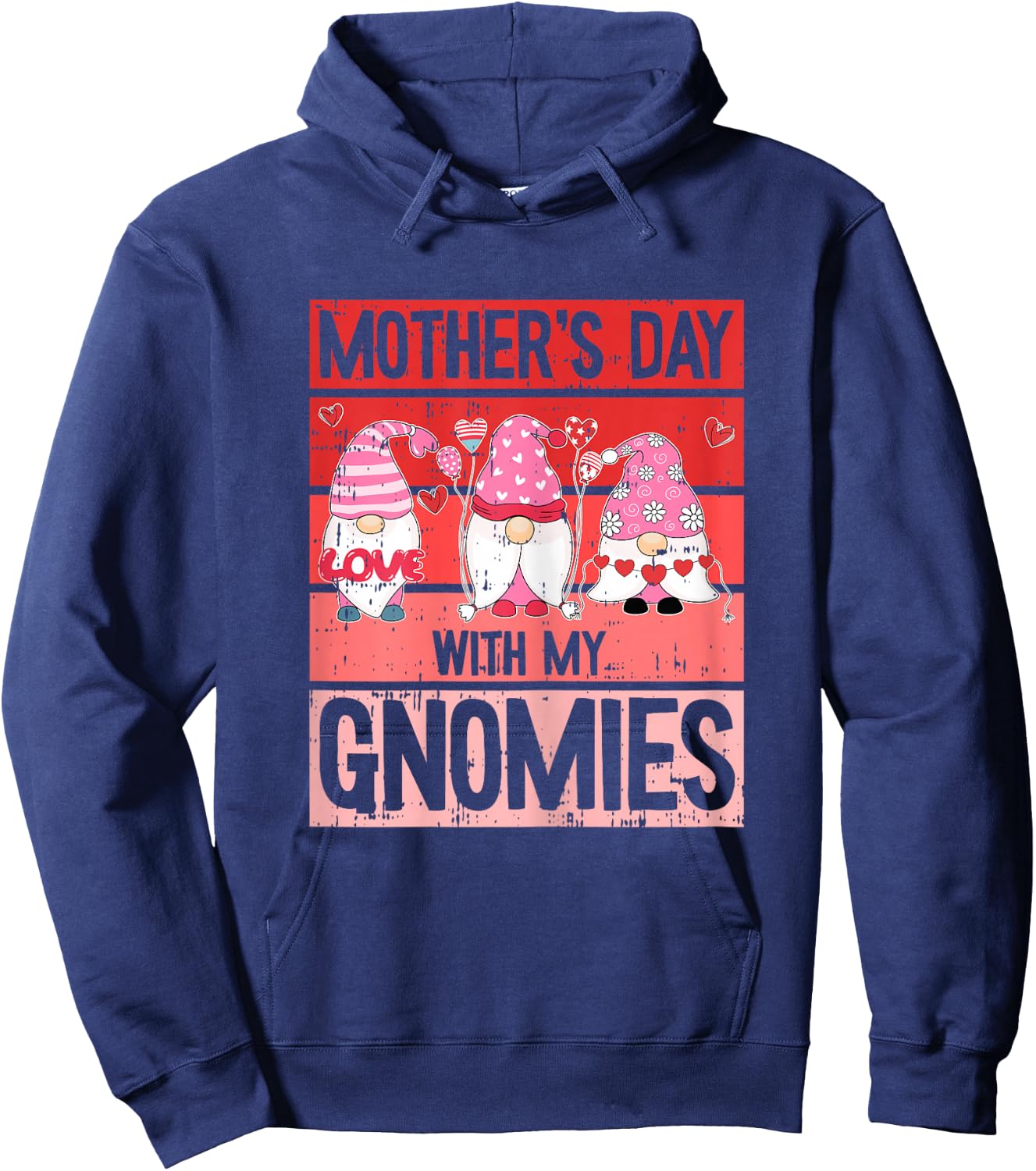 Mothers Day With My Gnomies Cute Gnome Mom Mama Momma Hoodie - Hoodie | Navy