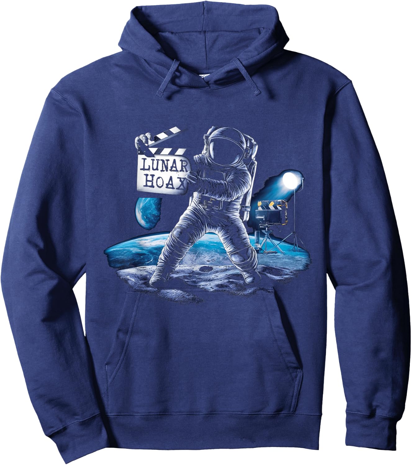 Astronaut Lunar Hoax Moon Landing Conspiracy Theory Hoodie - Hoodie | Navy