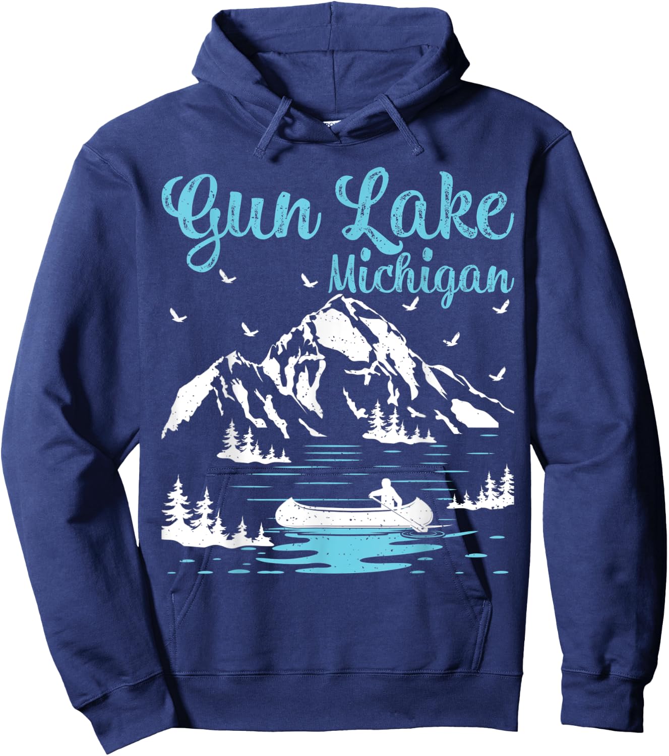 Summer Vacation Retro Michigan Gun Lake Men Women Hoodie - Hoodie | Navy