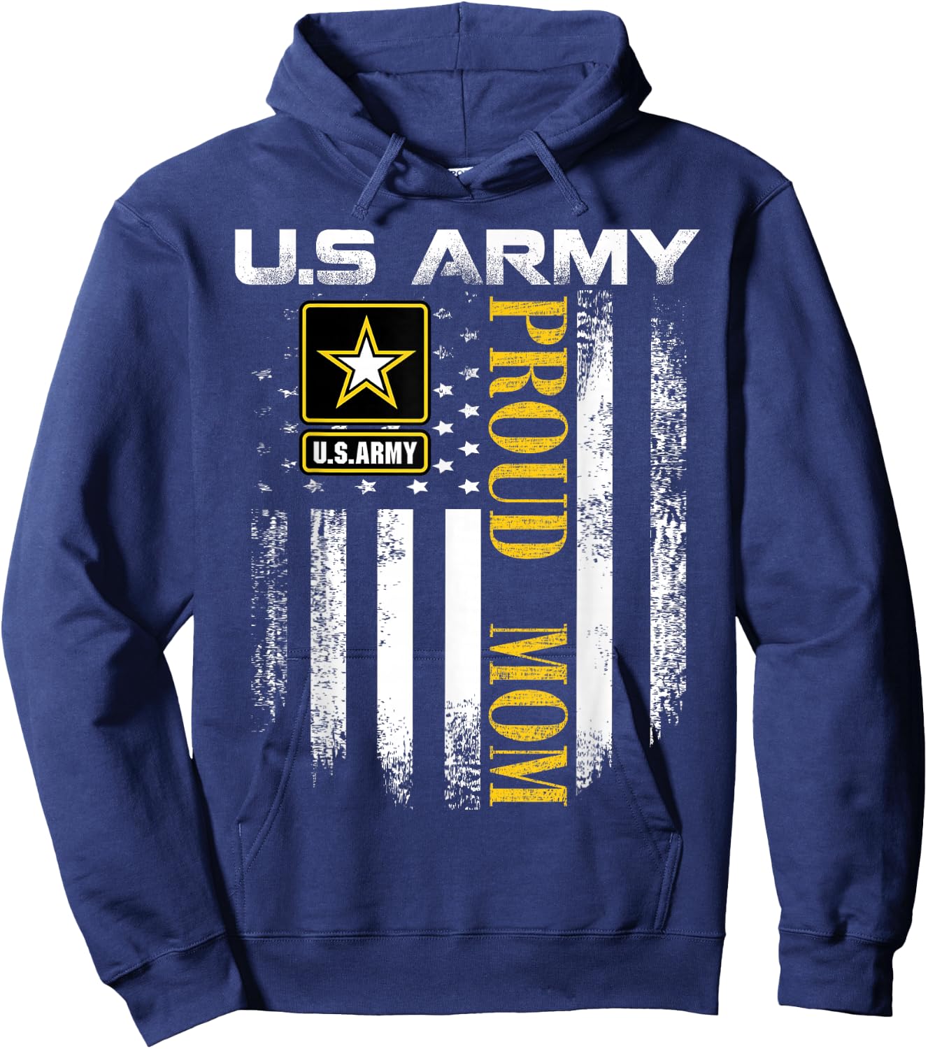 Vintage U.S. Army Proud Mom with American Flag Gift Hoodie - Hoodie | Navy