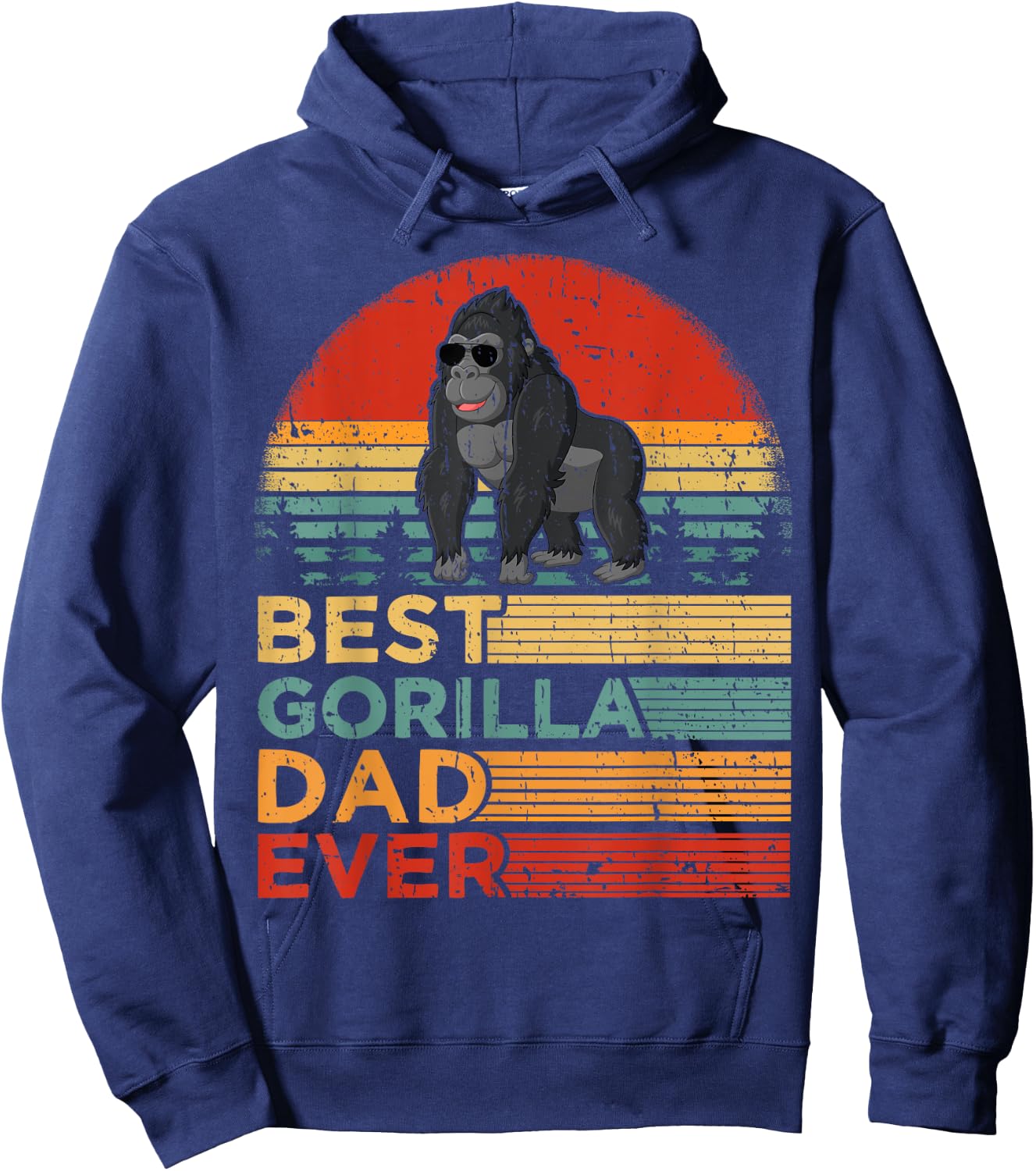 Best Gorilla Dad Ever Funny Vintage Gorilla Father's Day Hoodie - Hoodie | Navy
