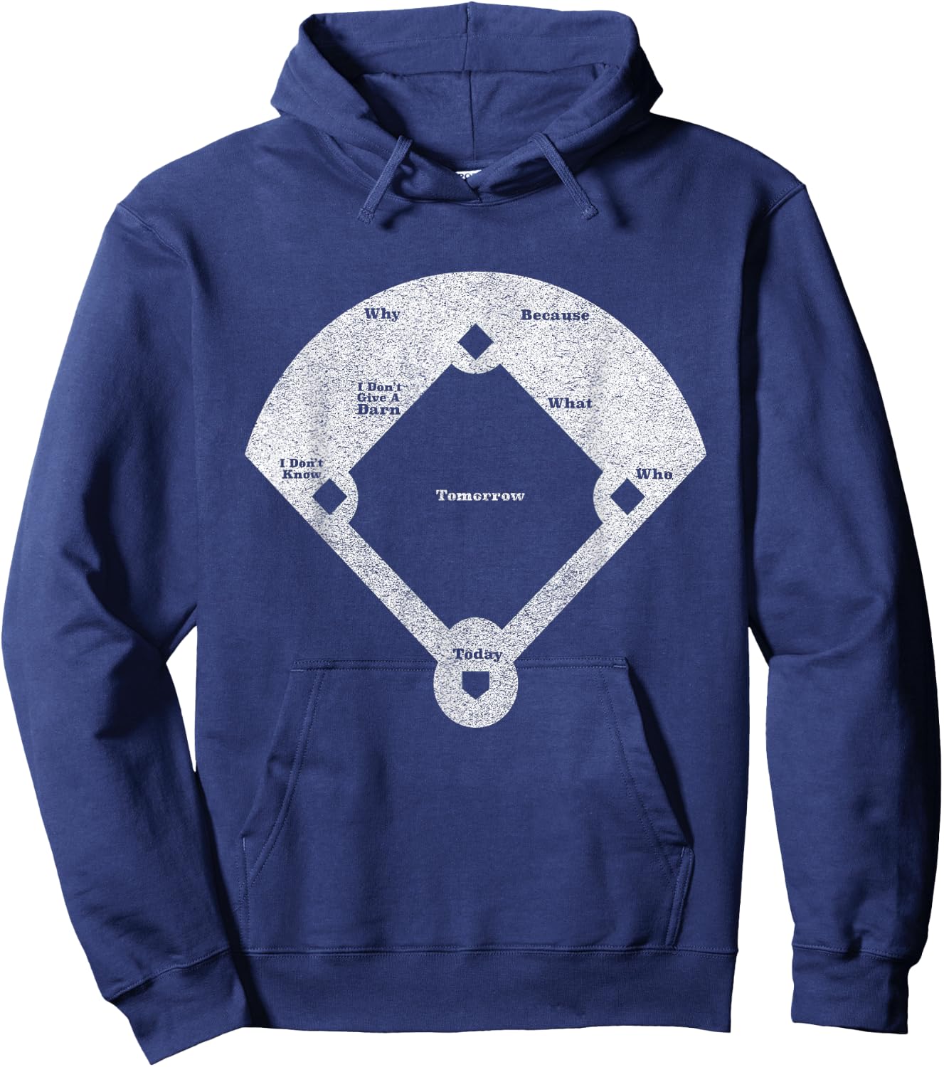 Funny Baseball Who's On First Distressed Hoodie - Hoodie | Navy