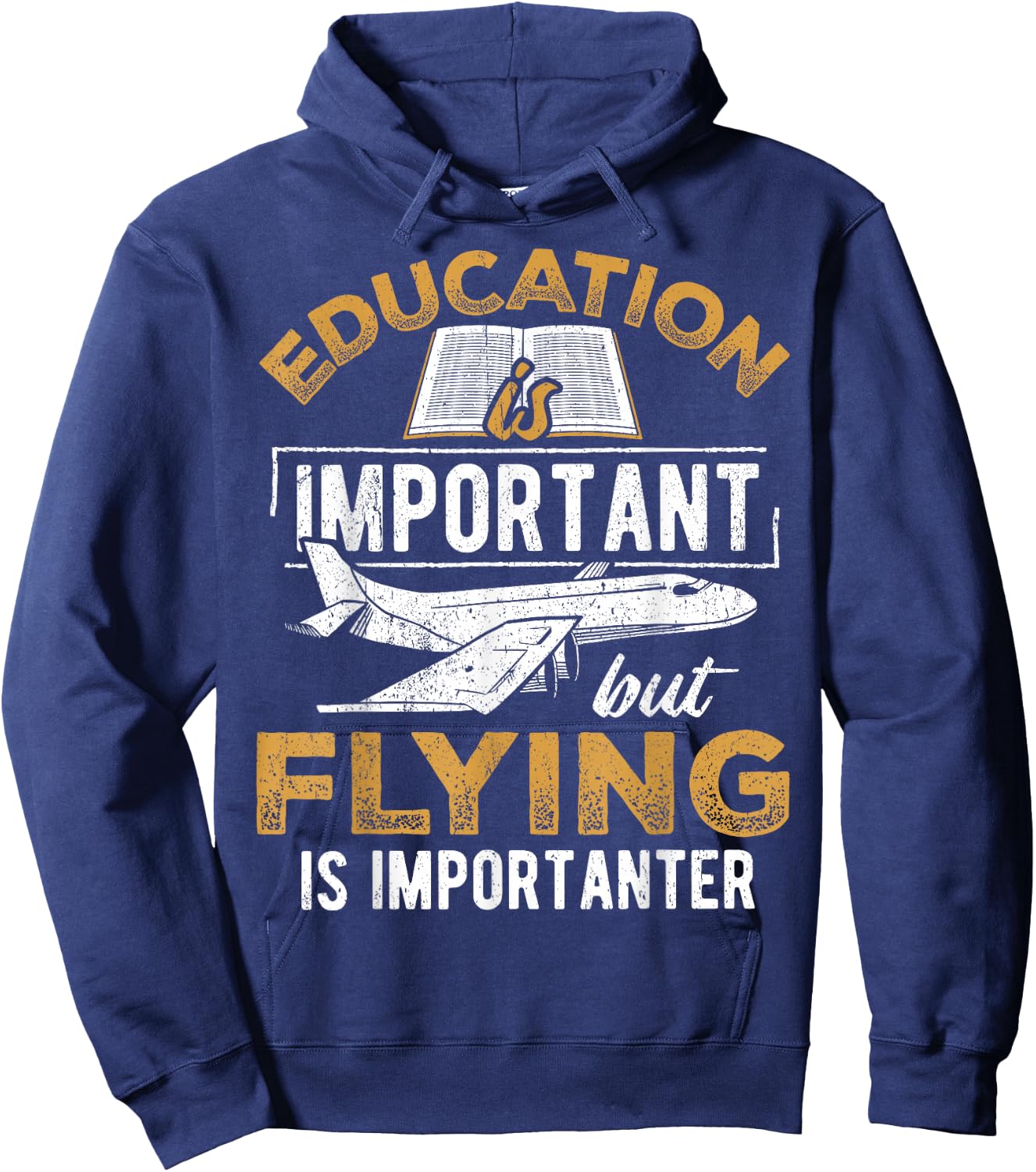 Education is important but flying is importanter - airplane Hoodie - Hoodie | Navy