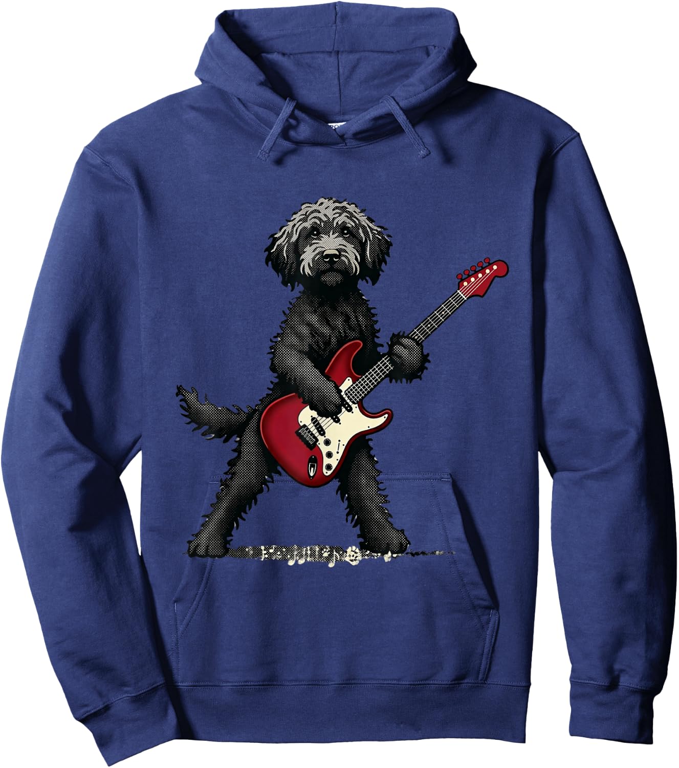 Funny Rock Goldendoodle Dog Playing Guitar Music Lover Dog Hoodie - Hoodie | Navy