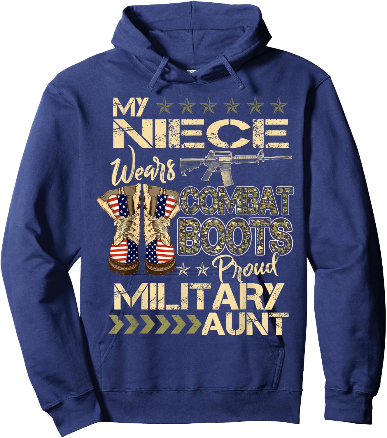 My Niece Wears Combat Boots - Proud Military Aunt Gifts Hoodie - Hoodie | Navy
