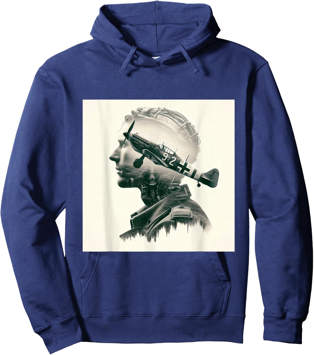 Aviation Legacy Silhouette Vintage Aircraft Enthusiast Art Hoodie - Hoodie | Navy