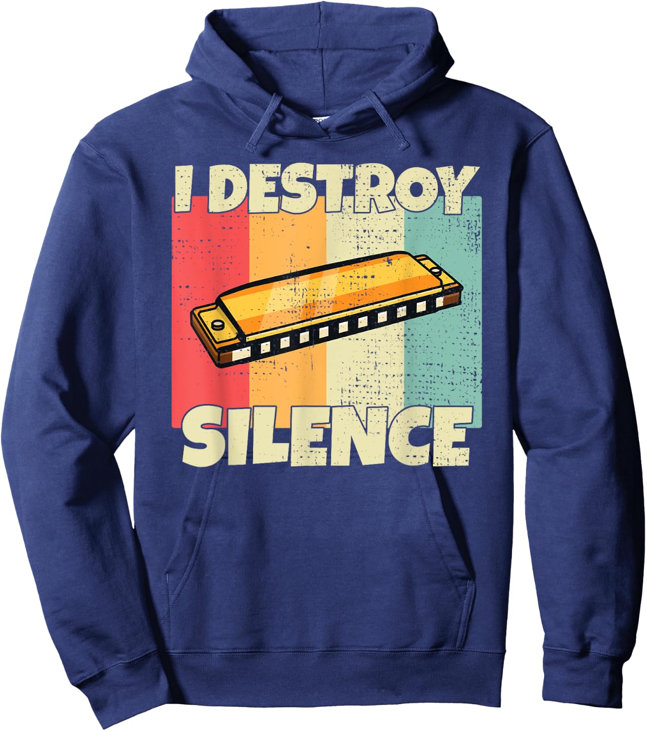 Funny Harmonica instrument I Destroy Silence for Harmonica Hoodie - Hoodie | Navy