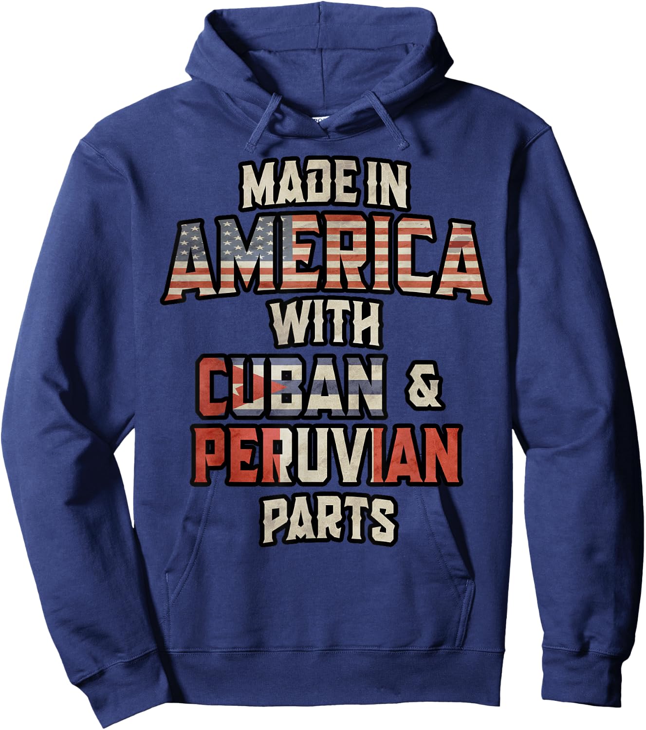 Cuban And Peruvian Made In America Mix DNA Heritage Vintage Hoodie - Hoodie | Navy