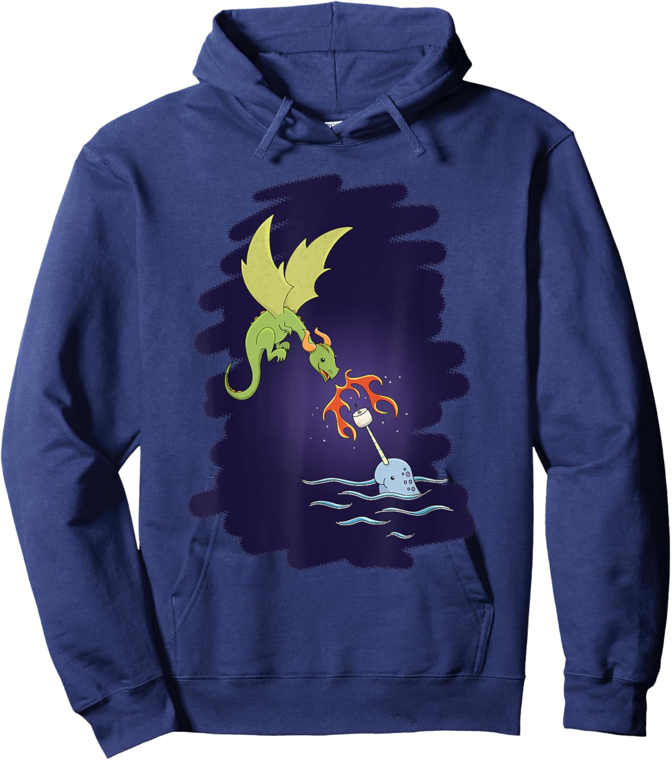 Dragon & Narwhal Campfire Marshmallow Roast, Teamwork Hoodie - Hoodie | Navy