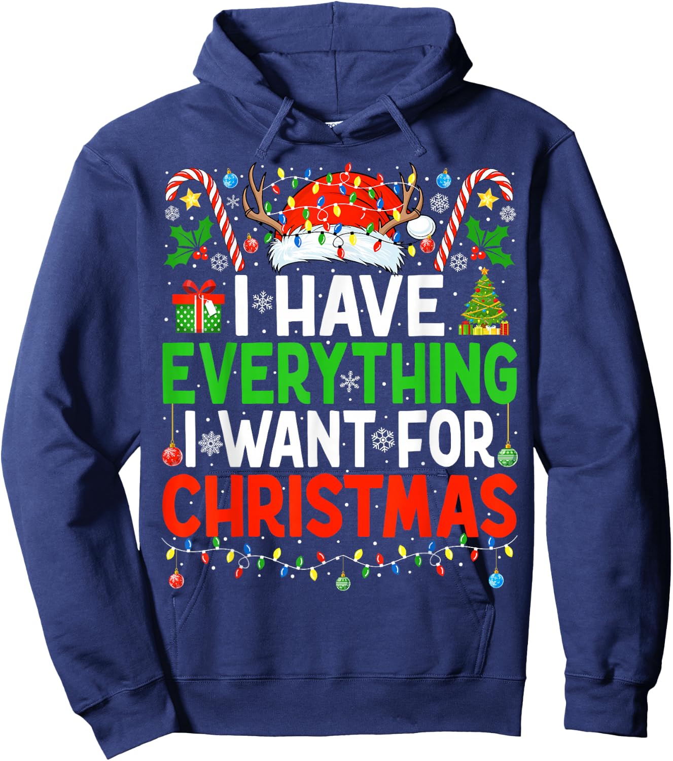 I Have Everything I Need Couples Pajamas Christmas Couple Hoodie - Hoodie | Navy
