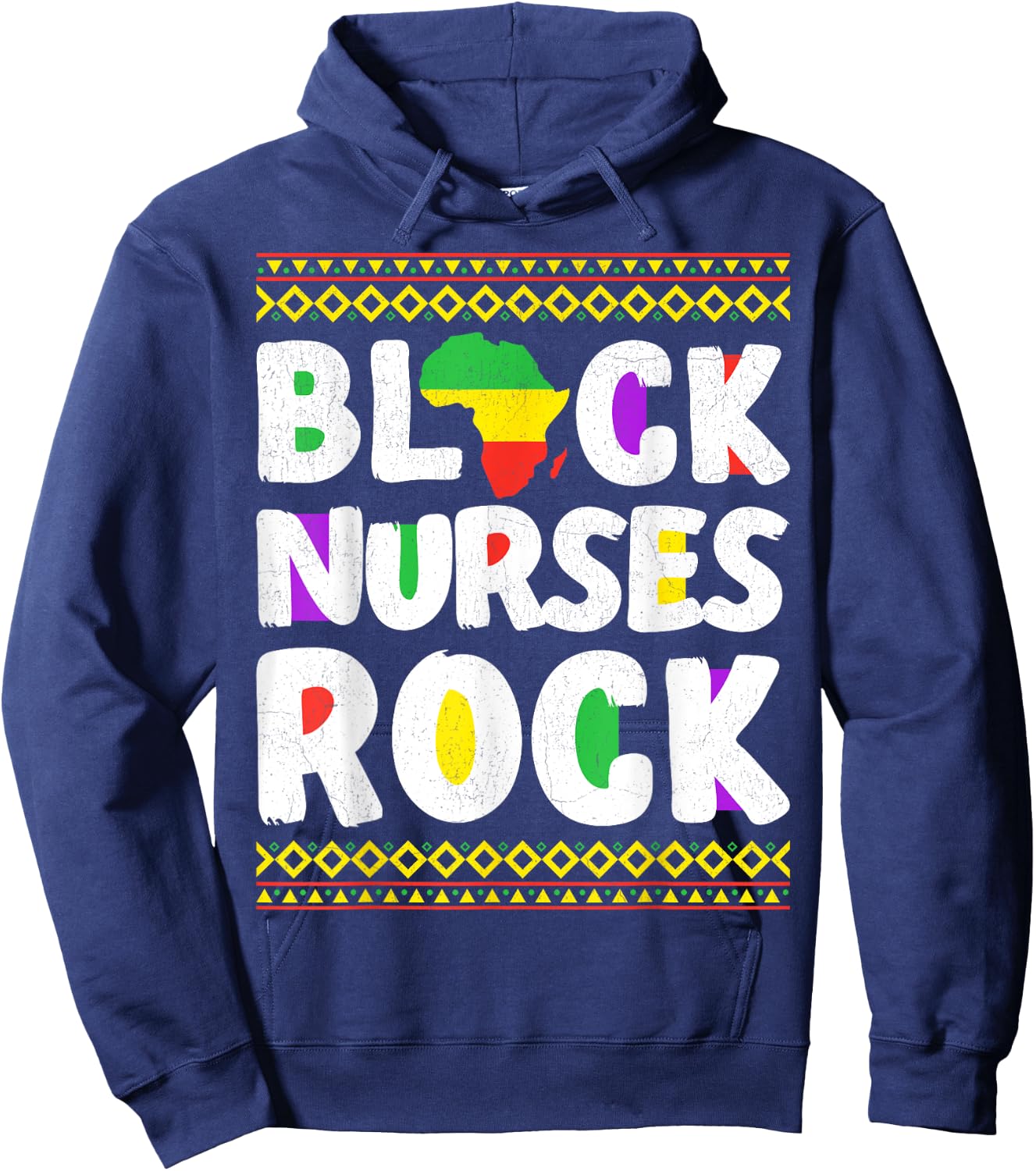 African American Black Nurse Rock Juneteenth Hoodie - Hoodie | Navy