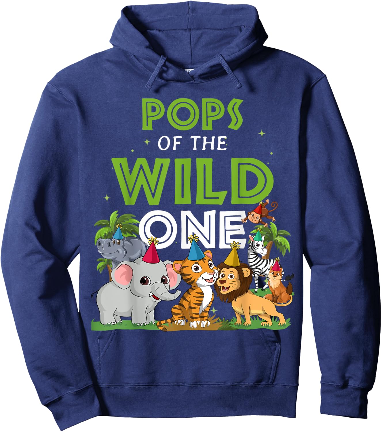 Pops of the Wild One Zoo Birthday Safari Jungle Animal Hoodie - Hoodie | Navy