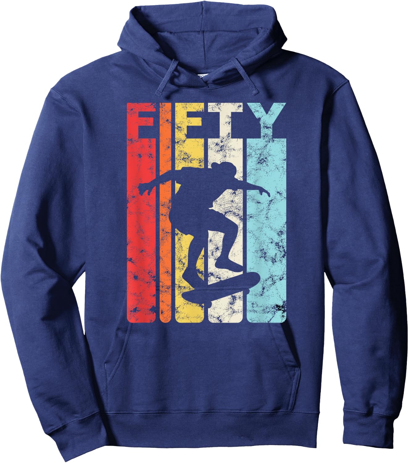 50th Birthday Party 50 Years Skateboard Skater Skating Retro Hoodie - Hoodie | Navy