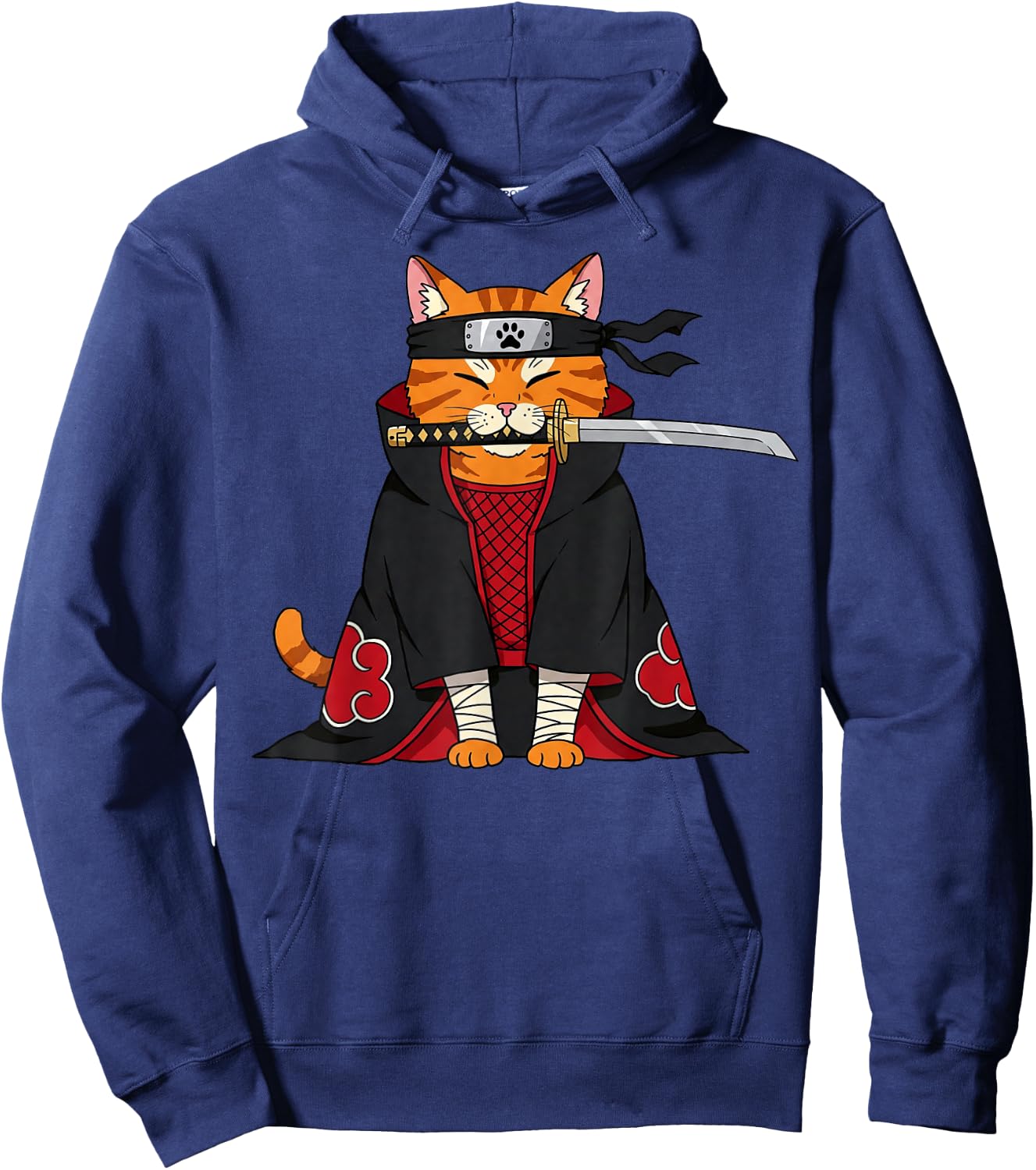 Japanese Samurai Ninja Anime Cat Kawaii Gifts Men Women Kids Hoodie - Hoodie | Navy