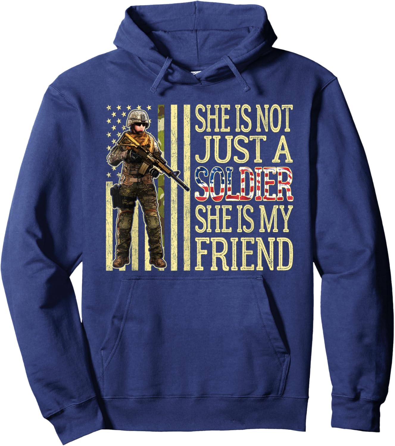 My Friend Is A Soldier Proud Army Best Friend Military Gift Hoodie - Hoodie | Navy