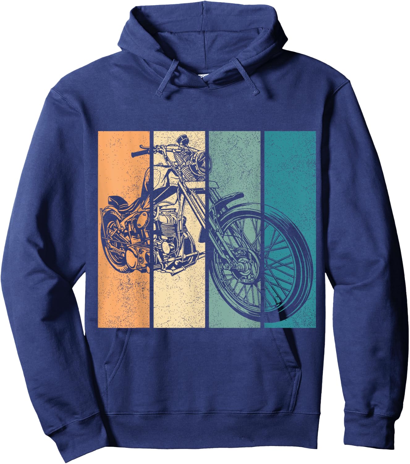 Vintage Retro Motorcycle Chopper Bikers Men Women Boys Girls Hoodie - Hoodie | Navy