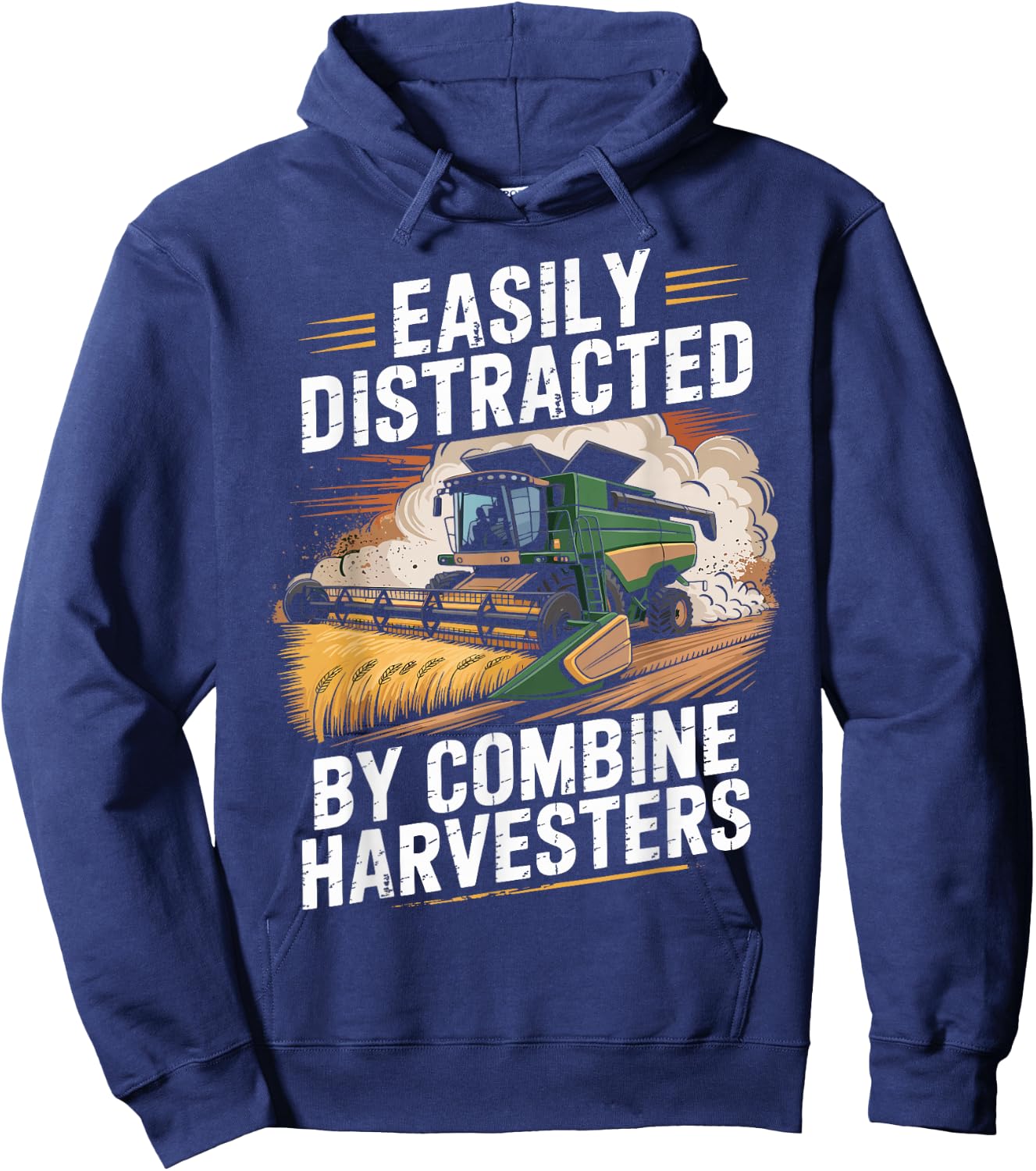Funny Farming Easily Distracted by Combine Harvester Hoodie - Hoodie | Navy
