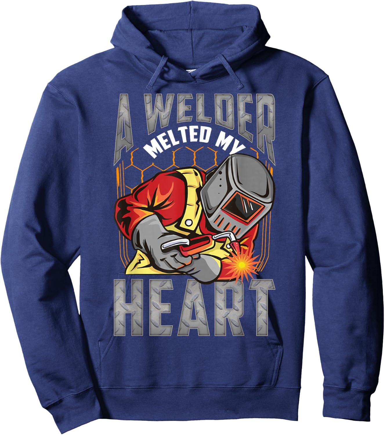 A Welder Melted My Heart Valentine Wife Girlfriend Welder Hoodie - Hoodie | Navy