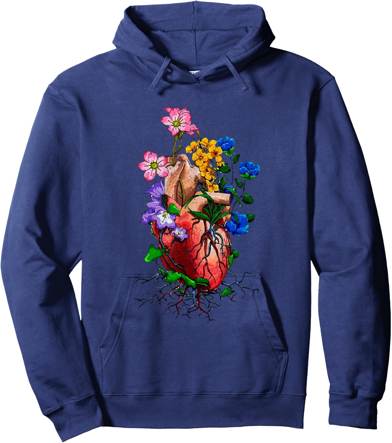 Floral Goth Anatomical Heart Show Love Hoodie - Hoodie | Navy