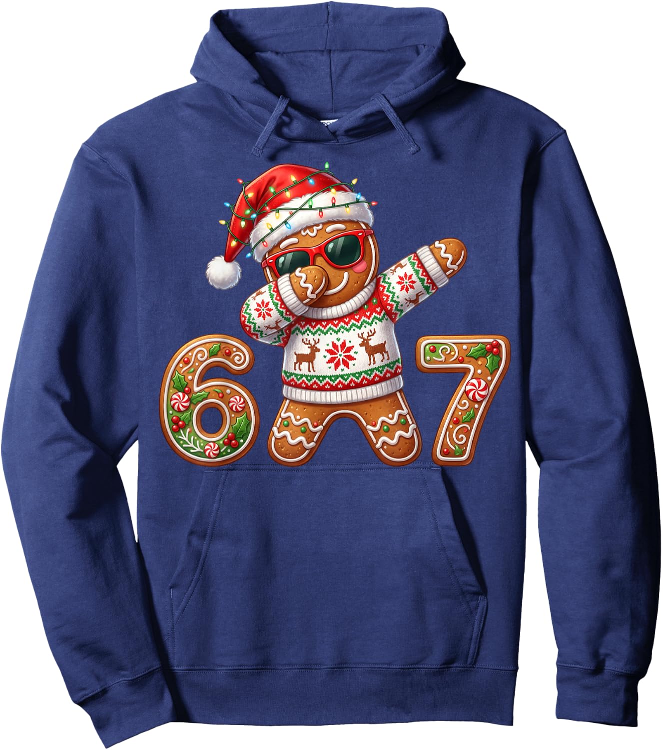 Funny Gingerbread Six Seven 67 Ice Cream Drip Christmas Boys Hoodie - Hoodie | Navy