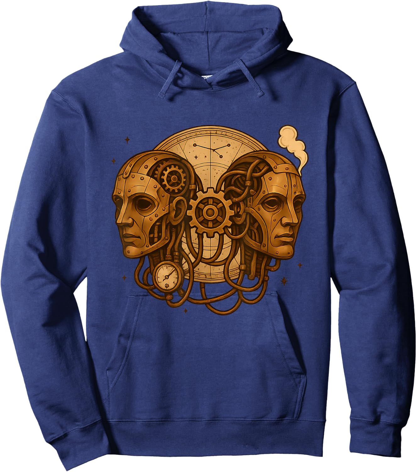 Gemini Steampunk Zodiac Twins Gear Hoodie - Hoodie | Navy