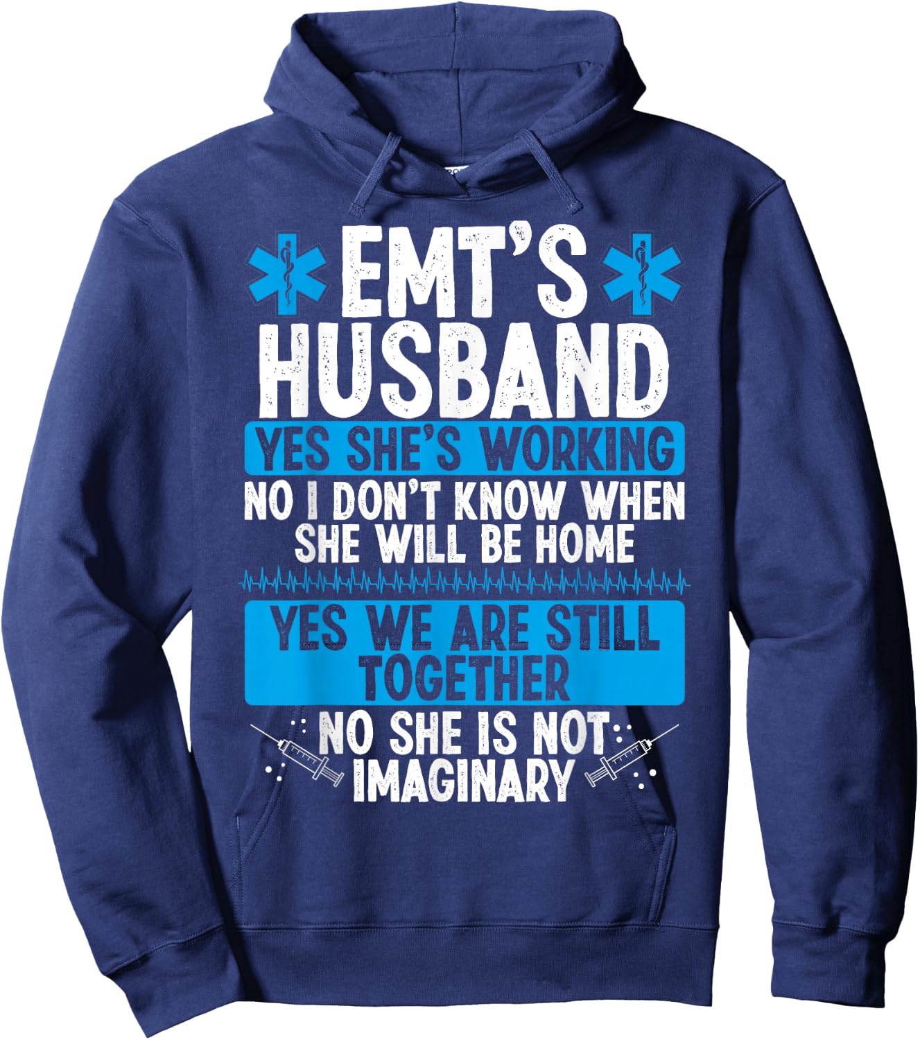 Night Shift EMT Funny for Husband Paramedic Wife EMS Hoodie - Hoodie | Navy