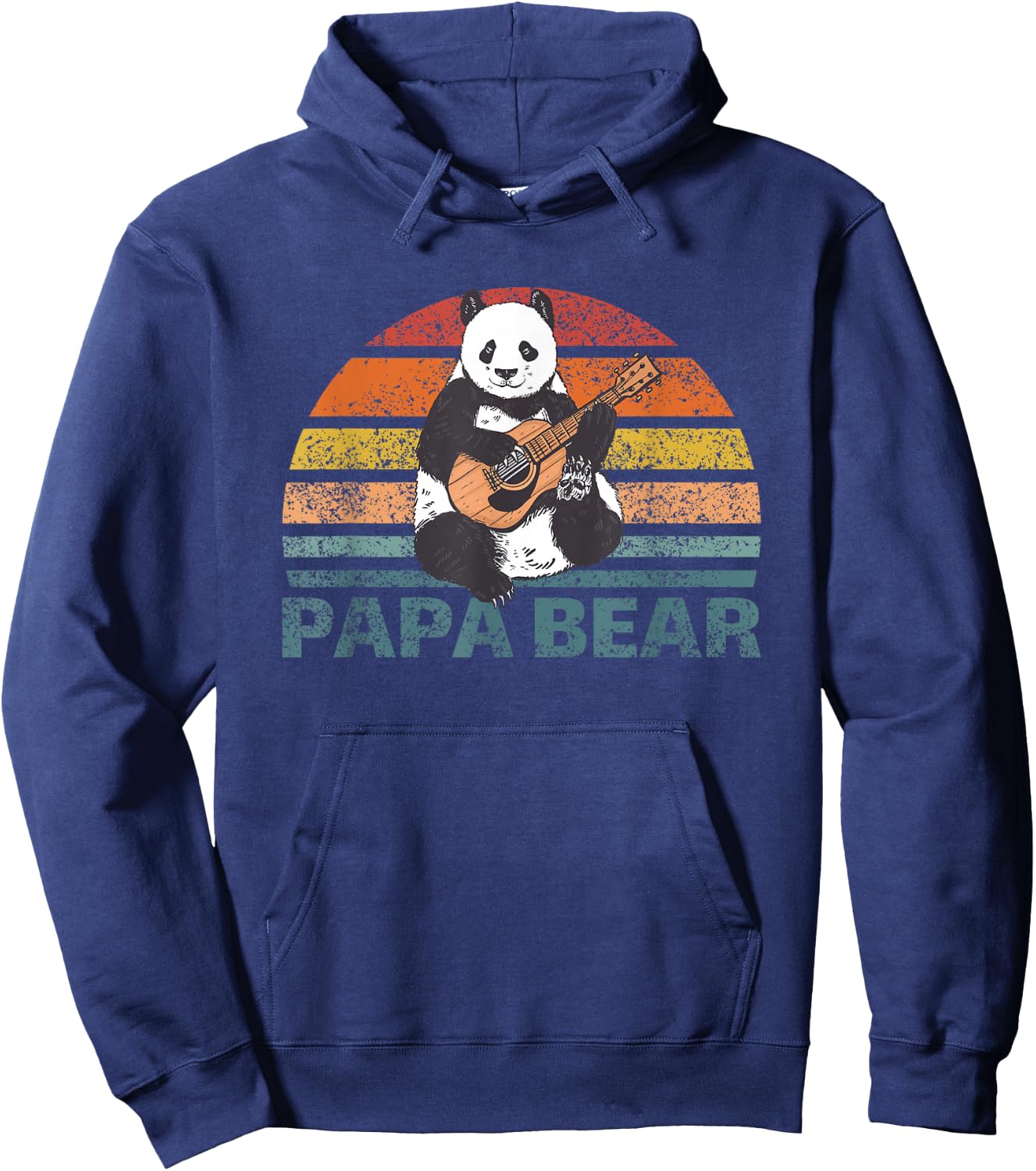 Papabear Father's Day Best Papa Plays Guitar Papa Panda Hoodie - Hoodie | Navy