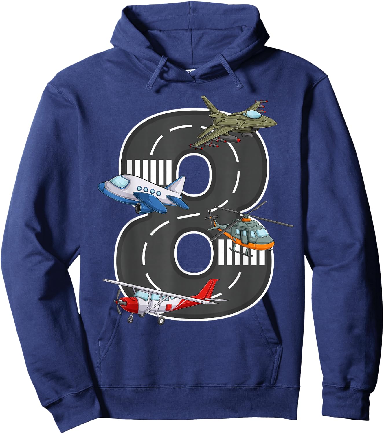 Little Pilot 8th Birthday Party 8 Eight Year Old Airplane Hoodie - Hoodie | Navy